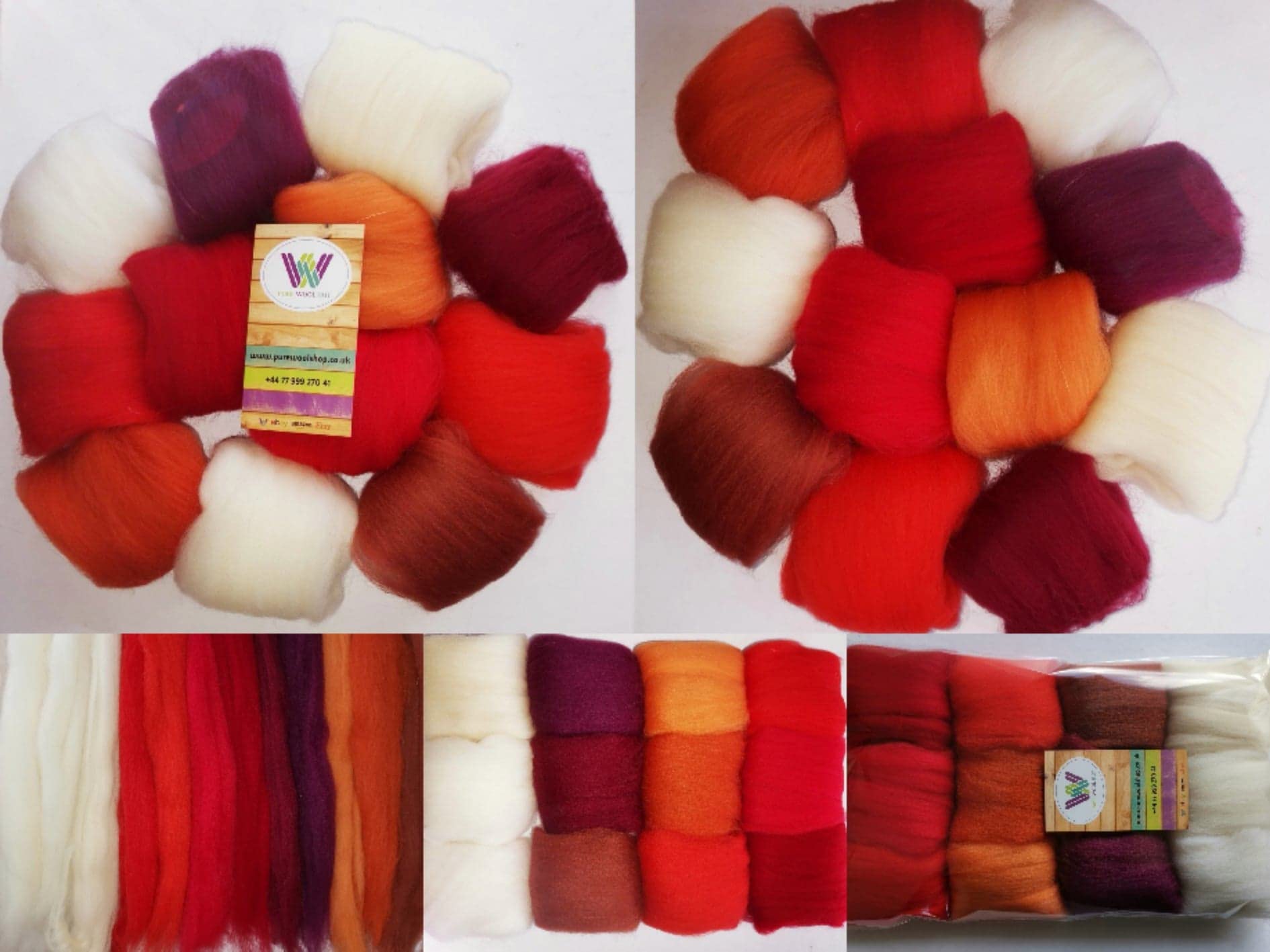 Set Q* Pure Merino Wool Roving Tops Bundle for Needle and Wet Felting Set 12 Colours 60g (60 g)