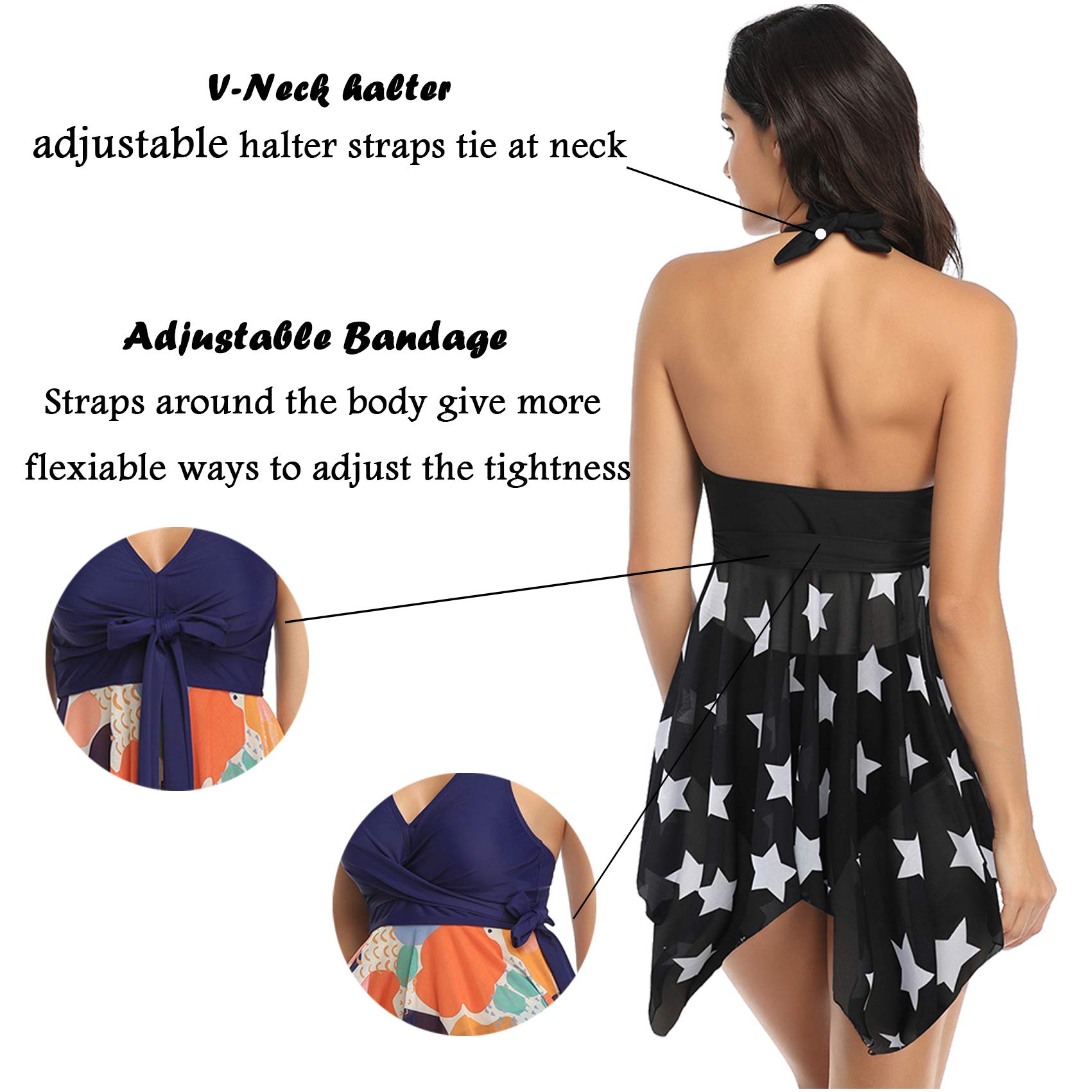 Donne Costume da Bagno Tankini Gonna Bikini Set Beachwear Push Up Halter Swimsuit da Mare Spiaggia Piscina