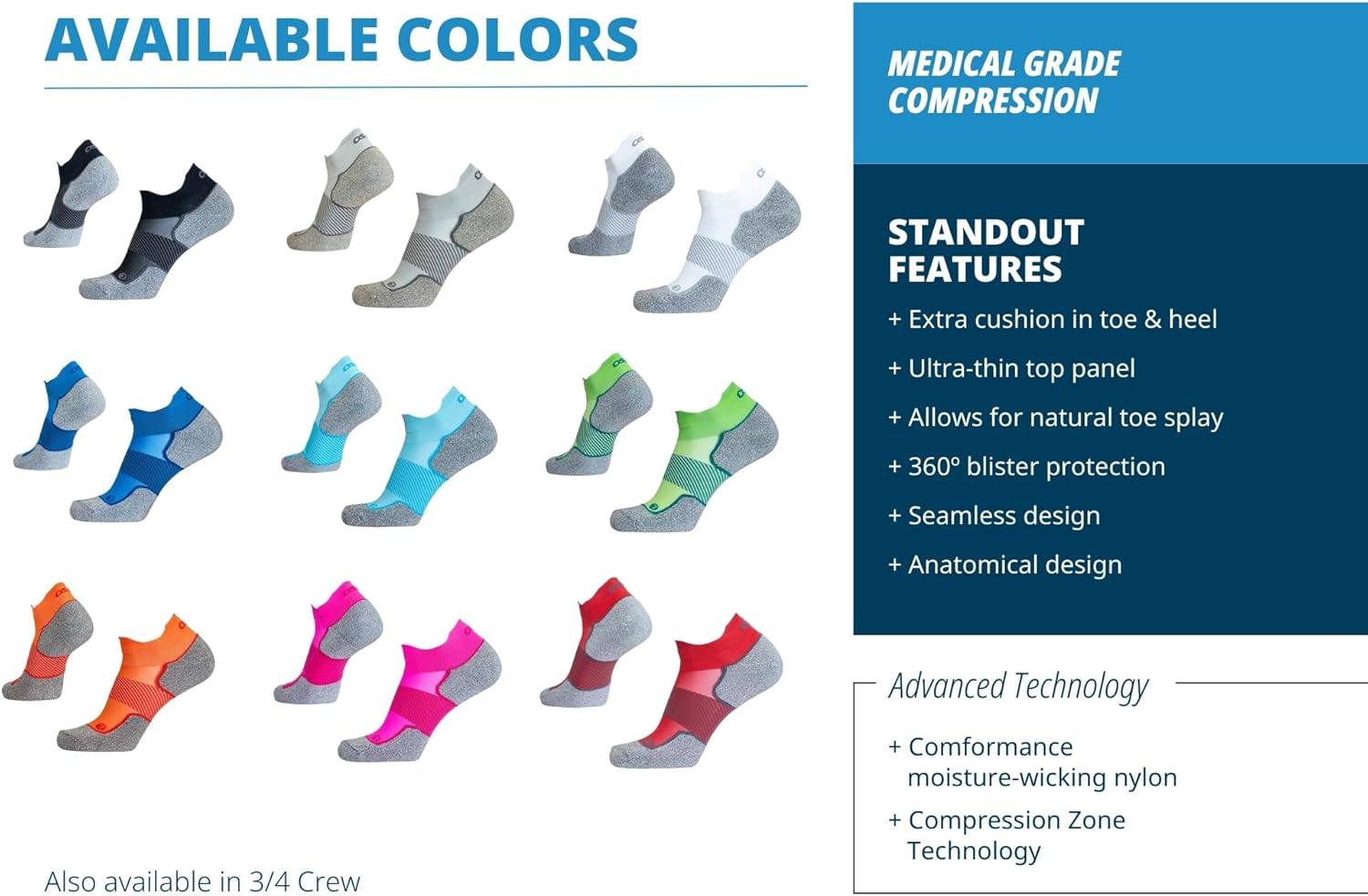 OS1st The Pickleball Sock with 360-degree blister protection, comfortable, lightweight and moisture-wicking | 3 Pack - Image 6