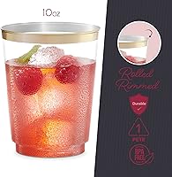 Vista 4 de PLASTICPRO Vasos de plástico desechables (borde dorado, 50)