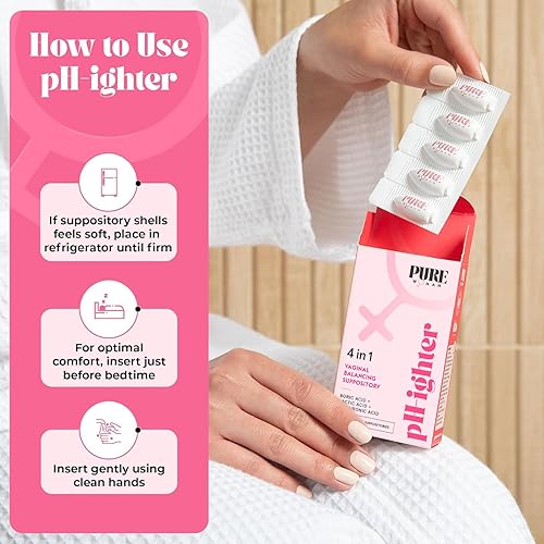 Vista 6 de PURE WOMAN pH-ighter - 10 supositorios vaginales de ácido bórico para mujeres con ácido hialurónico, supositorios vaginales 4 en 1 para molestias