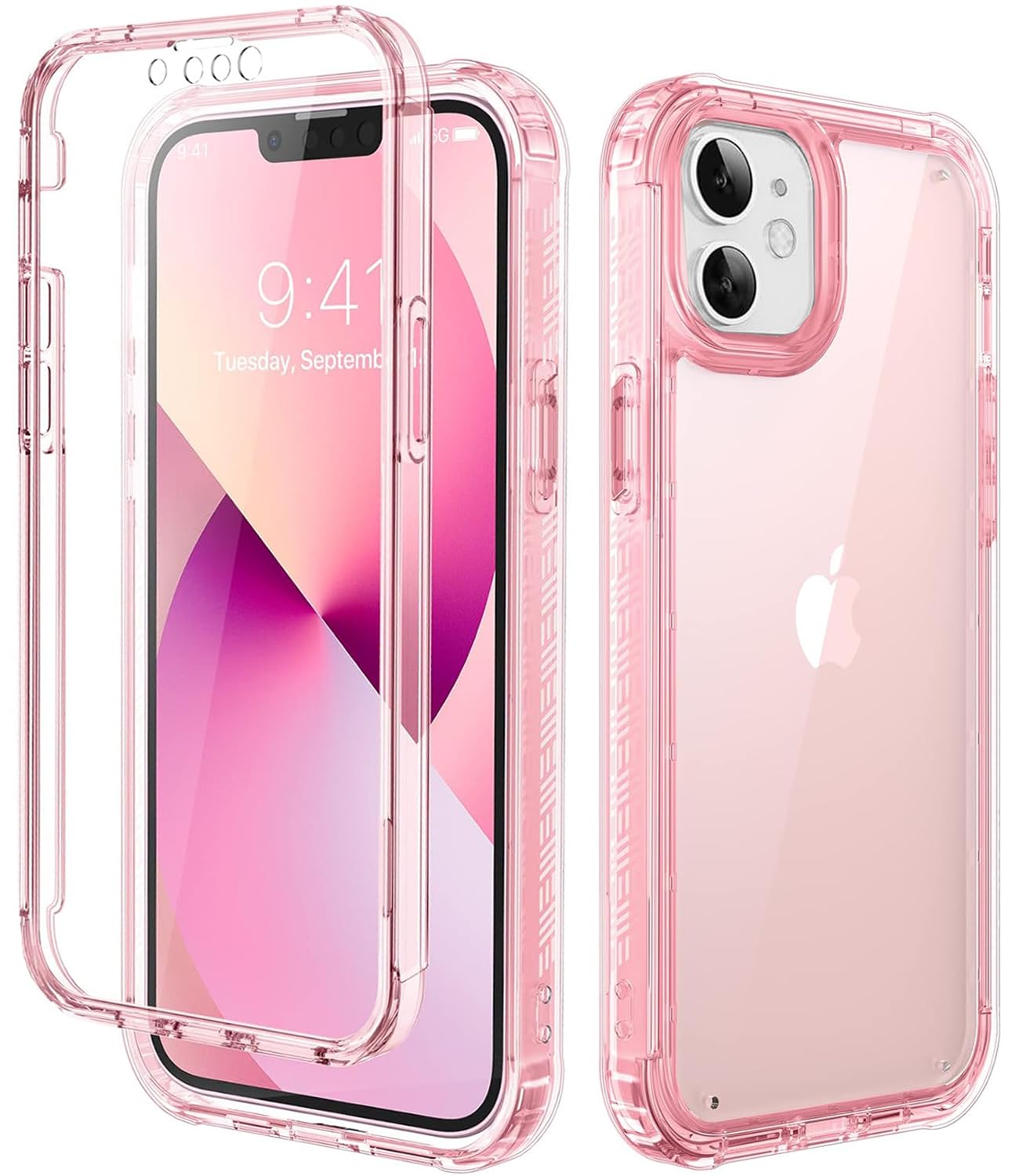 Photo 1 of Lifedance New for iPhone 11 Case, Full-Body Rugged Protective Case with Built-in Screen Protector, 10 FT Military Grade Drop Protection Heavy Duty Shockproof Phone Case for iPhone 11, Clear Pink