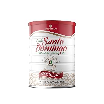 Cafe Santo Domingo, 10 oz Can, Ground Coffee, Medium Roast - Product from the Dominican Republic (Pack of 1)