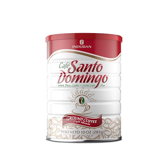 Cafe Santo Domingo, 10 oz Can, Ground Coffee, Medium Roast - Product from the Dominican Republic (Pack of 1)