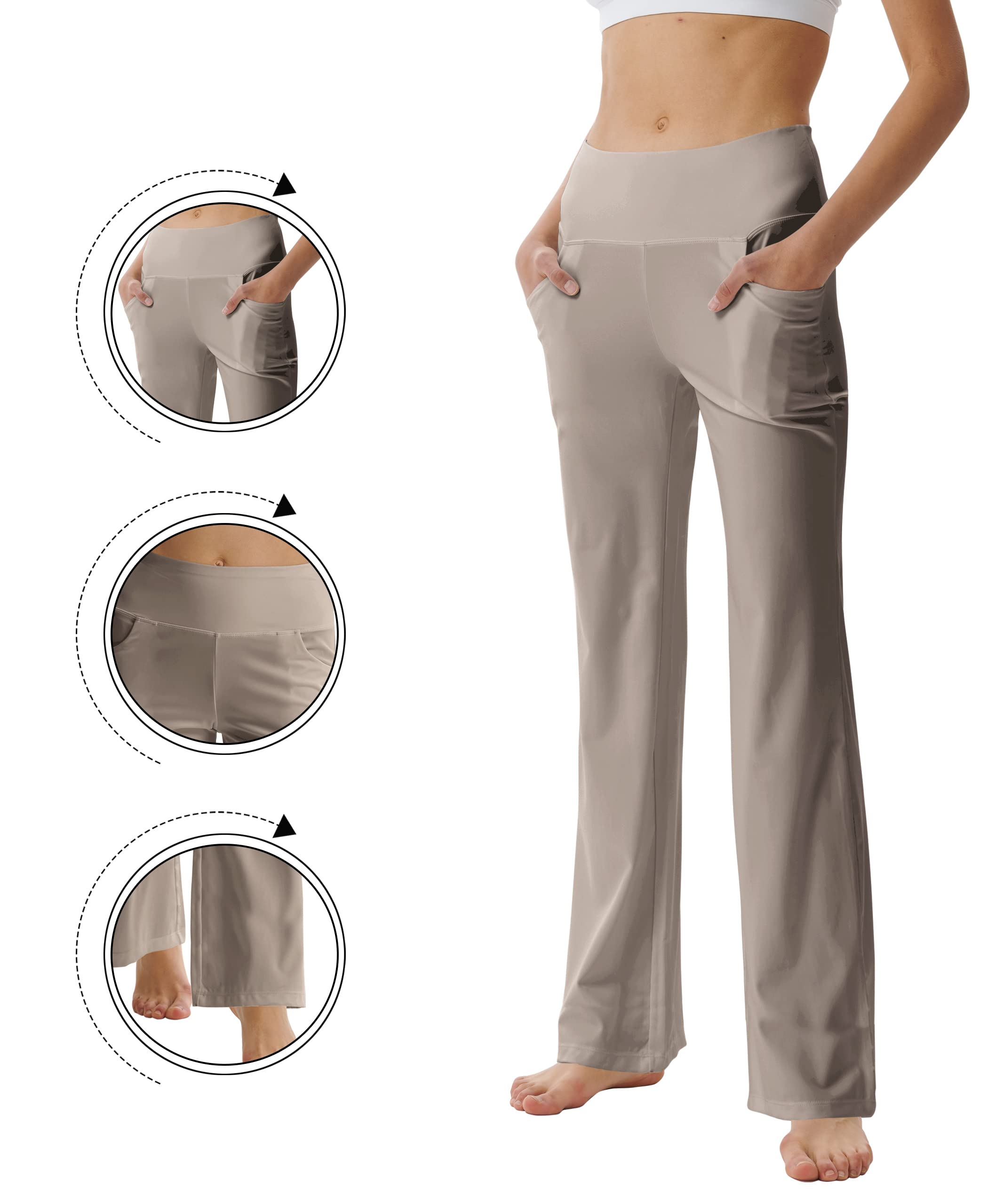 LaiEr Pantaloni da Yoga da Donna con Tasche a Vita Alta Svasata Bootleg Yoga Pantaloni da Allenamento con Tasche Laterali