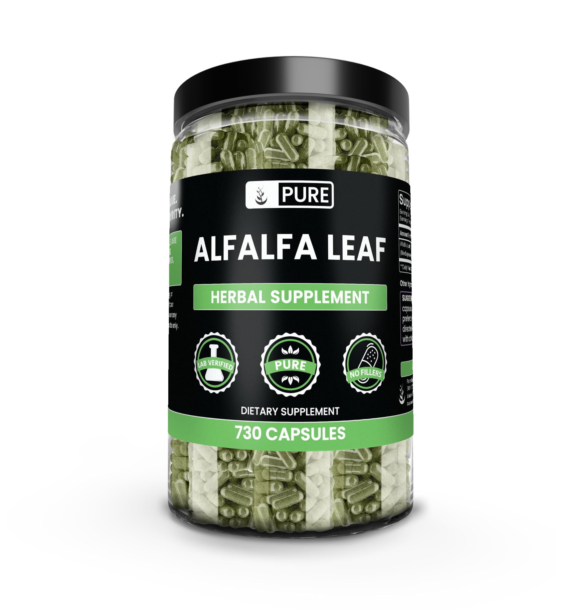 Pure Original Ingredients Alfalfa Leaf 730 Capsules