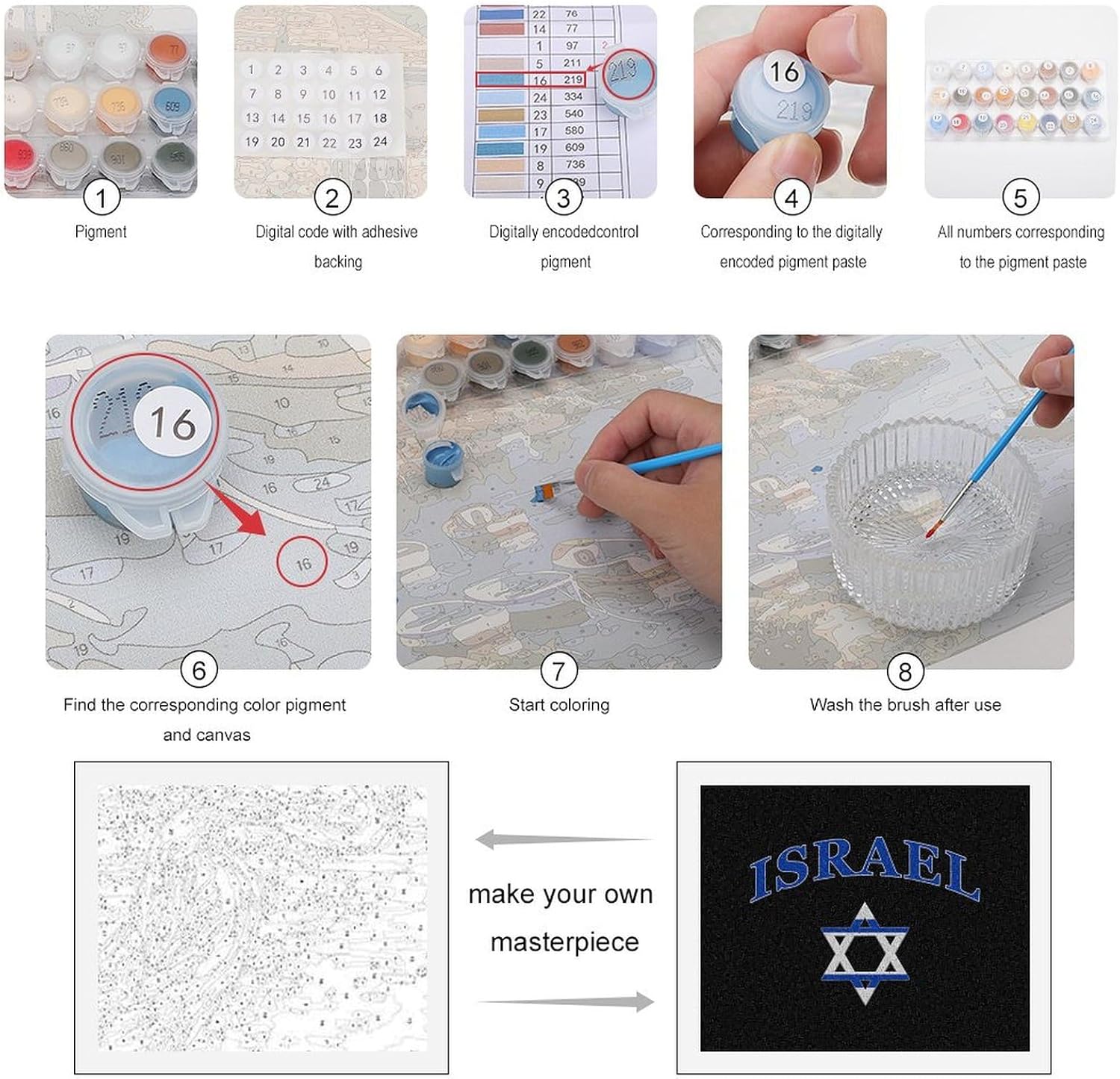 Israel Flag Israelites Israeli Paint by Numbers for Adults DIY Oil Painting Kit Digital Paintings on Cotton Abstract Artwork 22x18 Inch
