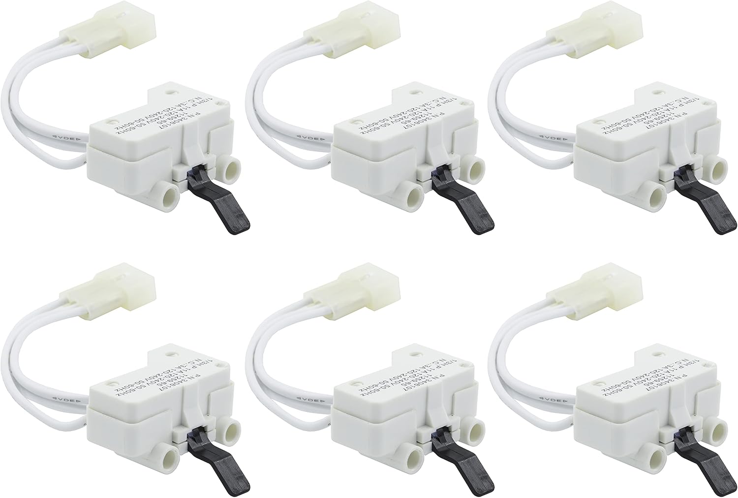 BlueStars WP3406107 3406107 Dryer Door Switch - for Whirlpool Maytag Kenmore Dryers - Replaces 3406109 3405100 3405101 3406100 AED4475TQ1 MEDC400VW0 Series 60/70/ 80/90/ 500/600/ 700/800 - Pack of 6