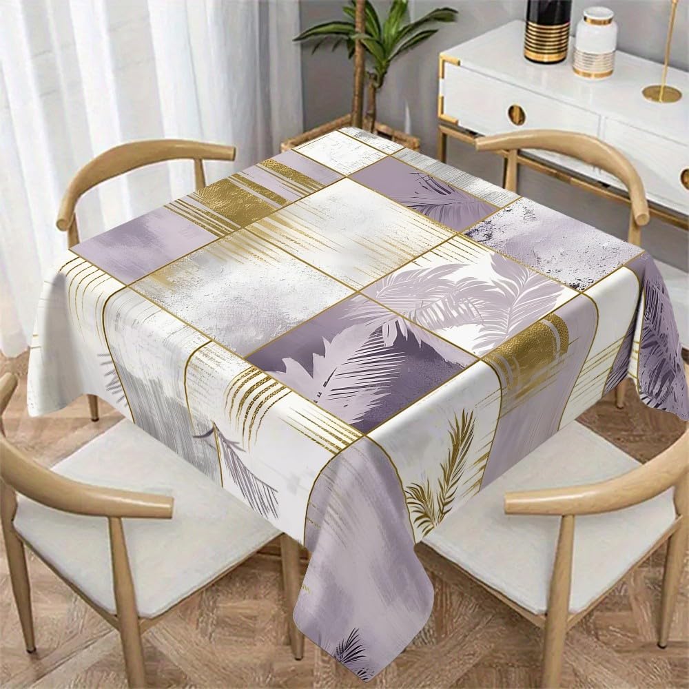 Nappe feuille de palmier nappe impermeable carrée 120x120 cm patchwork en tissu polyester G-1105