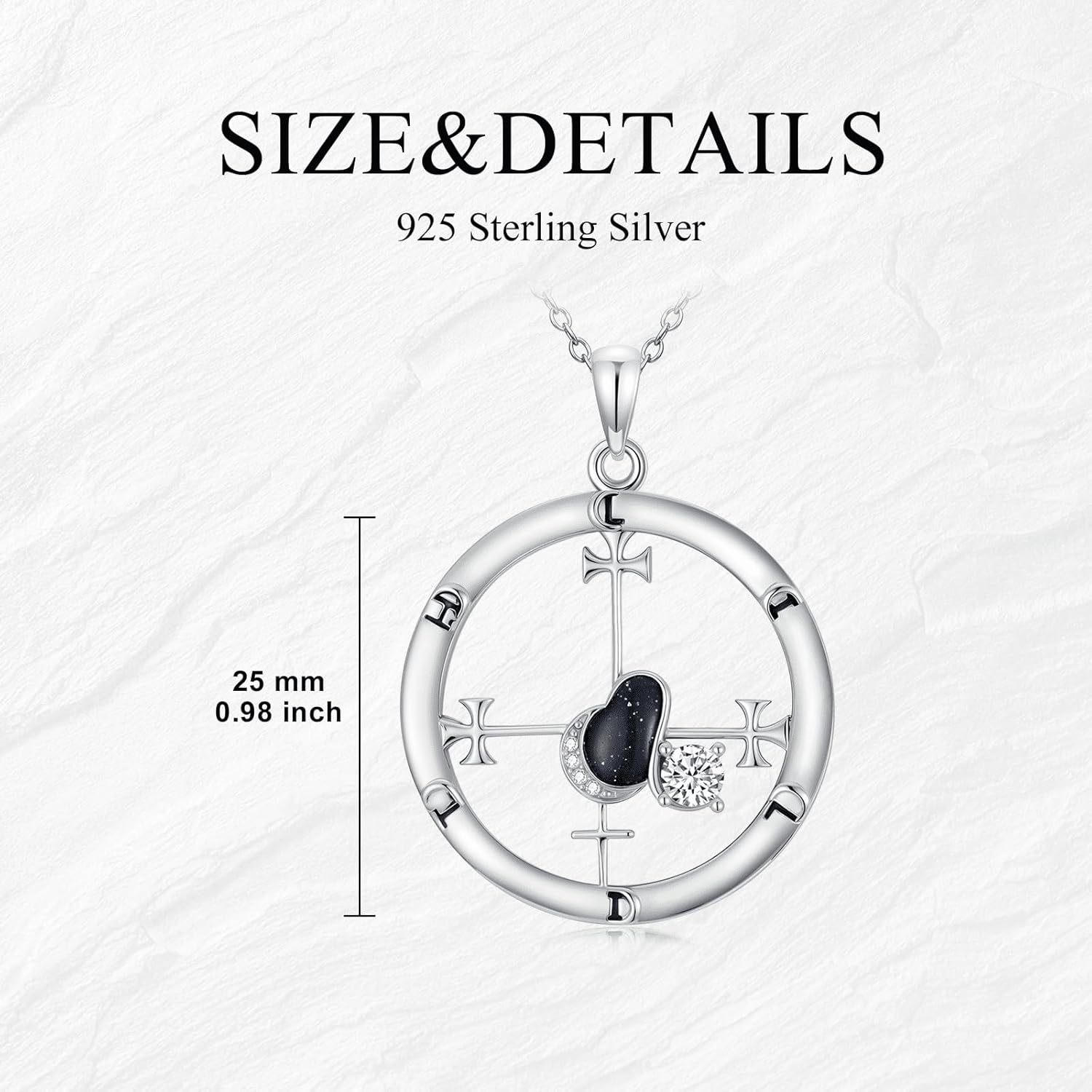 Lilith Necklace 925 Sterling Silver Unique Sigil of Lilith Necklace Blue Sandstone Crescent Moon Cross Pendant Witchy Jewelry for Women Birthday Christmas Gifts - Image 6