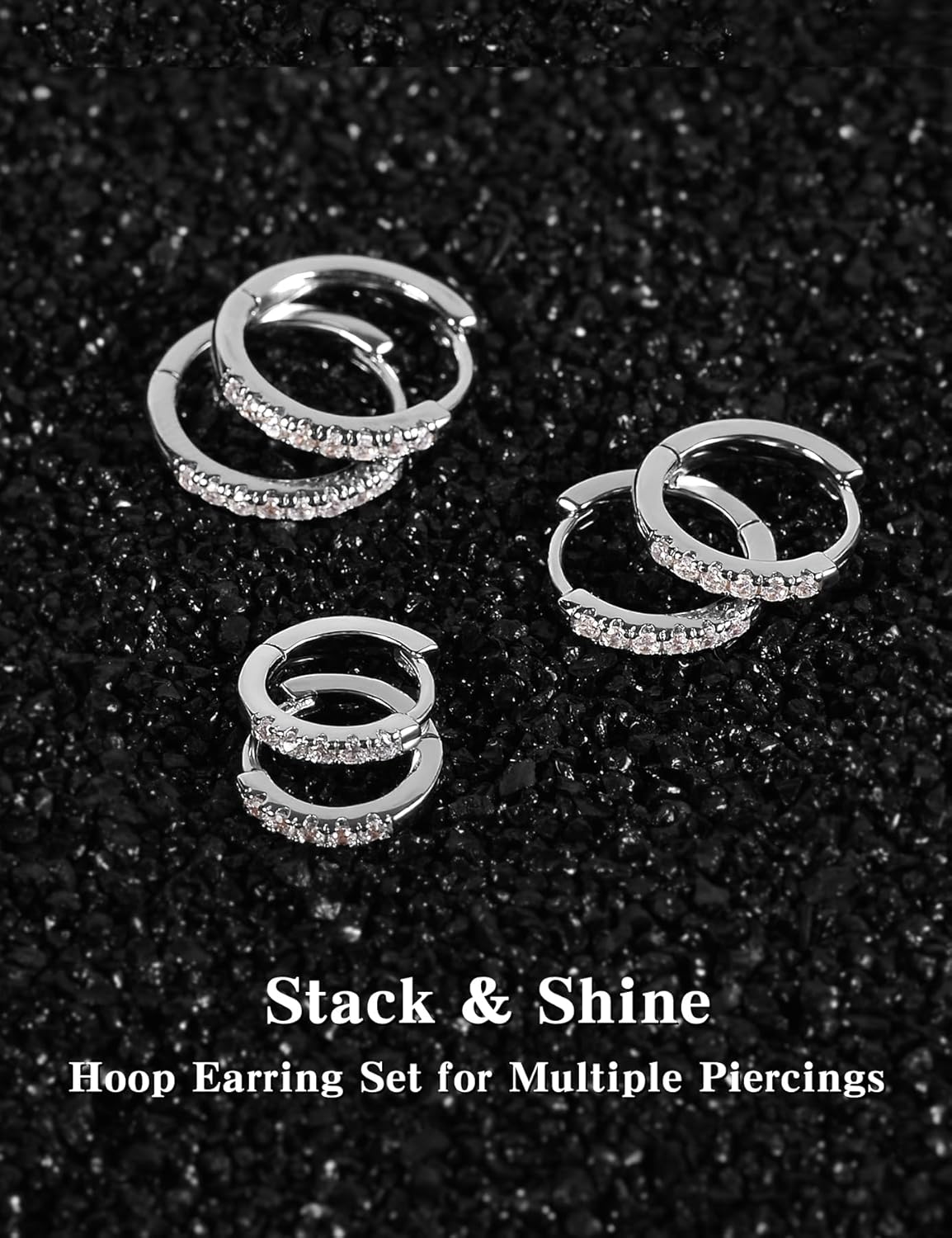 3 Pairs Small Huggie Hoop Moissanite Earrings for Women Men, Hypoallergenic 925 Sterling Silver Cartilage Earrings, Gifts Jewelry Set - Image 6