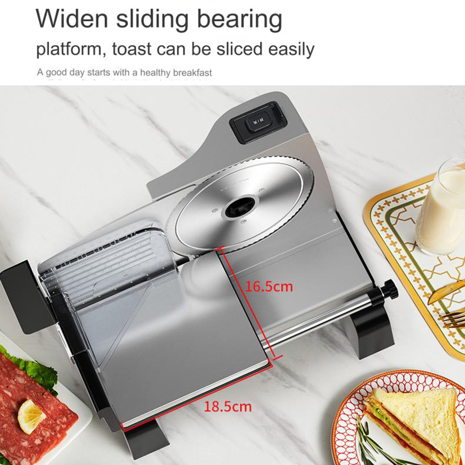 Cortadora eléctrica de carne, jamón y ternera, 0-18MM de espesor, rebanadora de pan doméstica ajustable, rebanadora de rollos de cordero