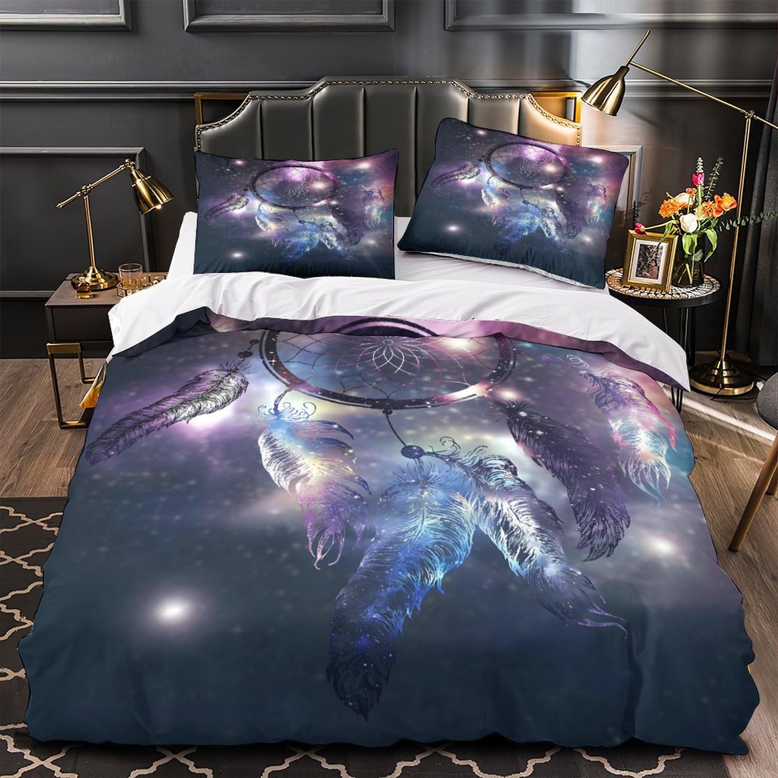 Housse de couette libellule microfibre 3D respirante et facile à laver avec fermeture éclair