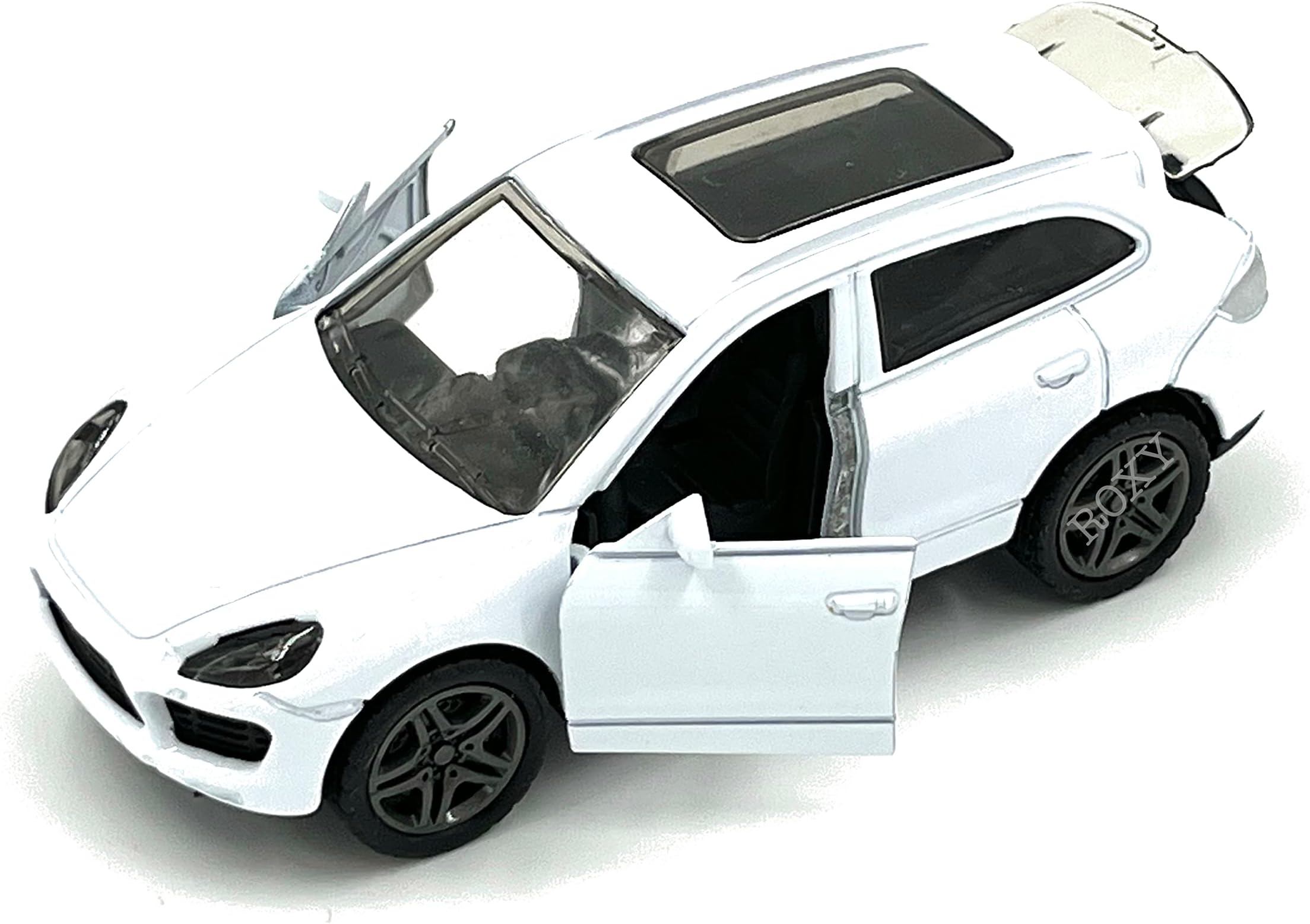 Toy Star Metal Toy Car Porsche Cayenne Suv With Openable Doors Tailgate, High Speed Car With Pull Back Sunroof Dual Tone Sports Car For Kids. (1:32) (White)