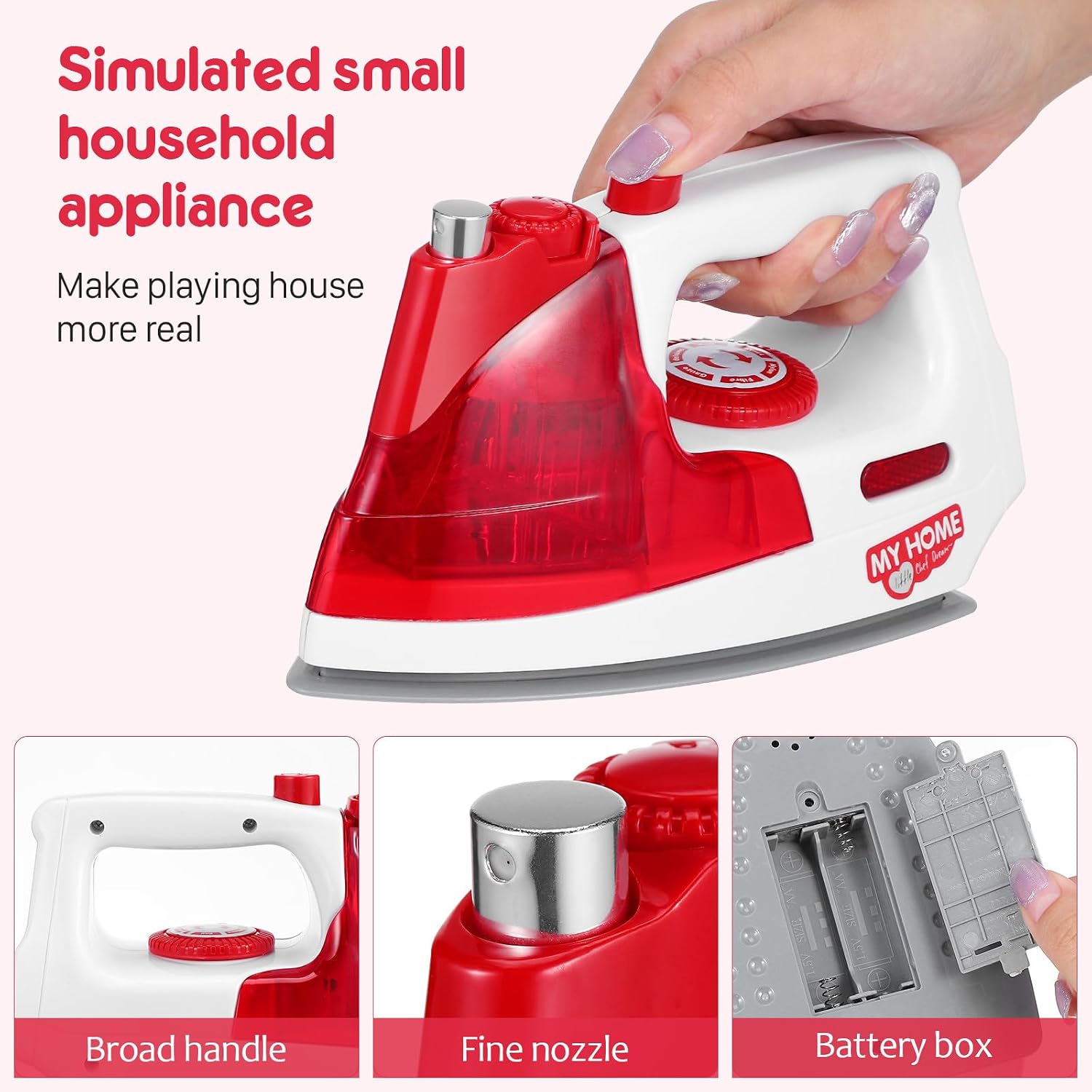 Toddmomy Mini Electric Iron Toy for Kids, Mini Home Appliance Pretend Play Iron Model Educational Role Play Toy for Kids Girls Boys