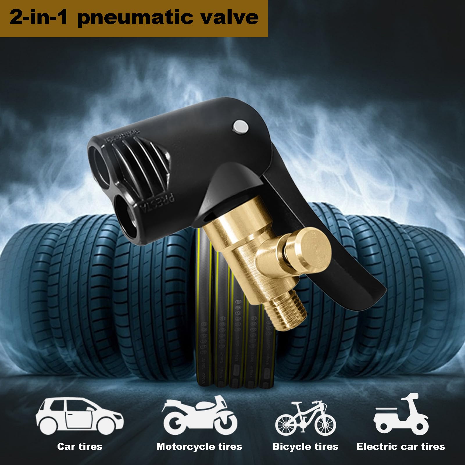 Adapter do zaworu samochodowego, adapter zaworu rowerowego, złącze zaworu opony, mosiężny adapter do zaworu inflatora z klipsem do samochodu, roweru i motocykla