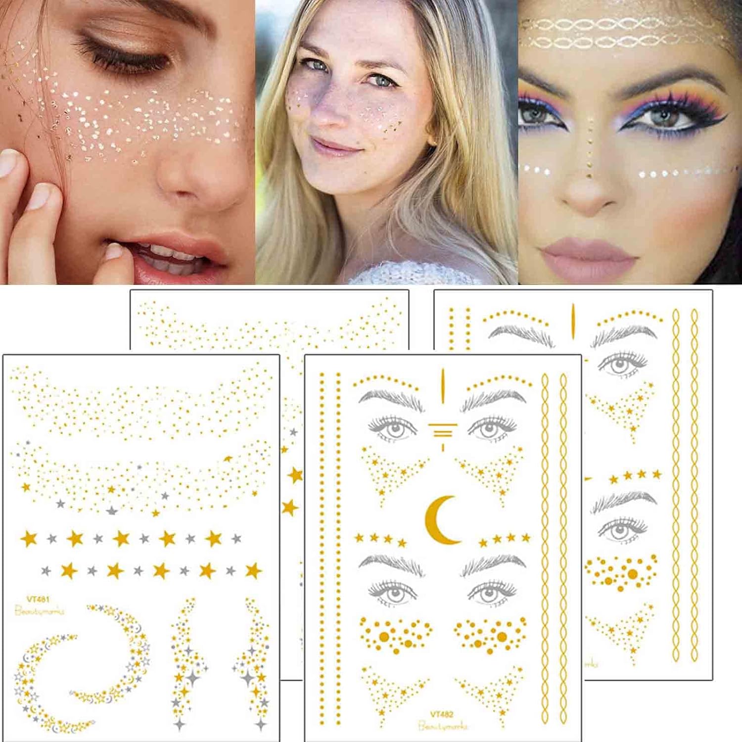 Face Tattoo Sticker and Freckle Sticker for Women, Face