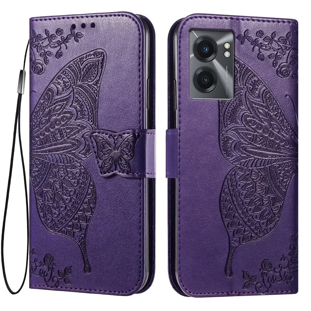 Custodia Portafoglio A Libro Con Cane E Gatto Per Realme Narzo 50 5G / OPPO A77 5G – Pelle PU Verde Con Porta Carte E Magnete