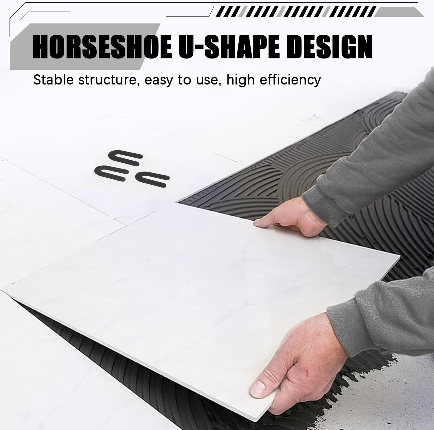 1000 Horseshoe Tile Spacers, 1/4-Inch U-Shaped Plastic Spacers for Tile Leveling System Floor Wall Tile Installation