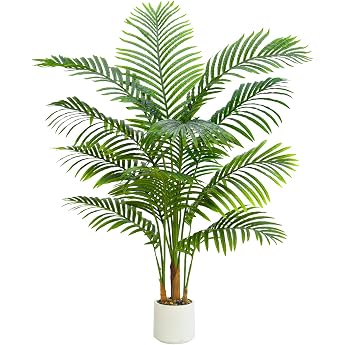 Artificial Palm Tree Plant 120 cm Artificial Plants Large with White Pot 13 Leaves Fake Areca Palm Plants Fake Plant Artificial Plant for Room Living Room Bedroom Office Balcony Garden Decoration