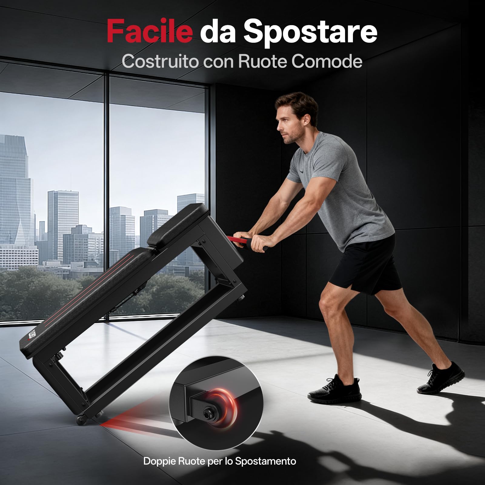 JOROTO MD85 Panca Palestra Regolabile con Deposito Integrato, 990LBS/450KG Capacità Panca Pesi Multifunzione, Braccio di Trazione 9 Posizioni e Schienale 7 Posizioni Panca Piana per Palestra a Casa