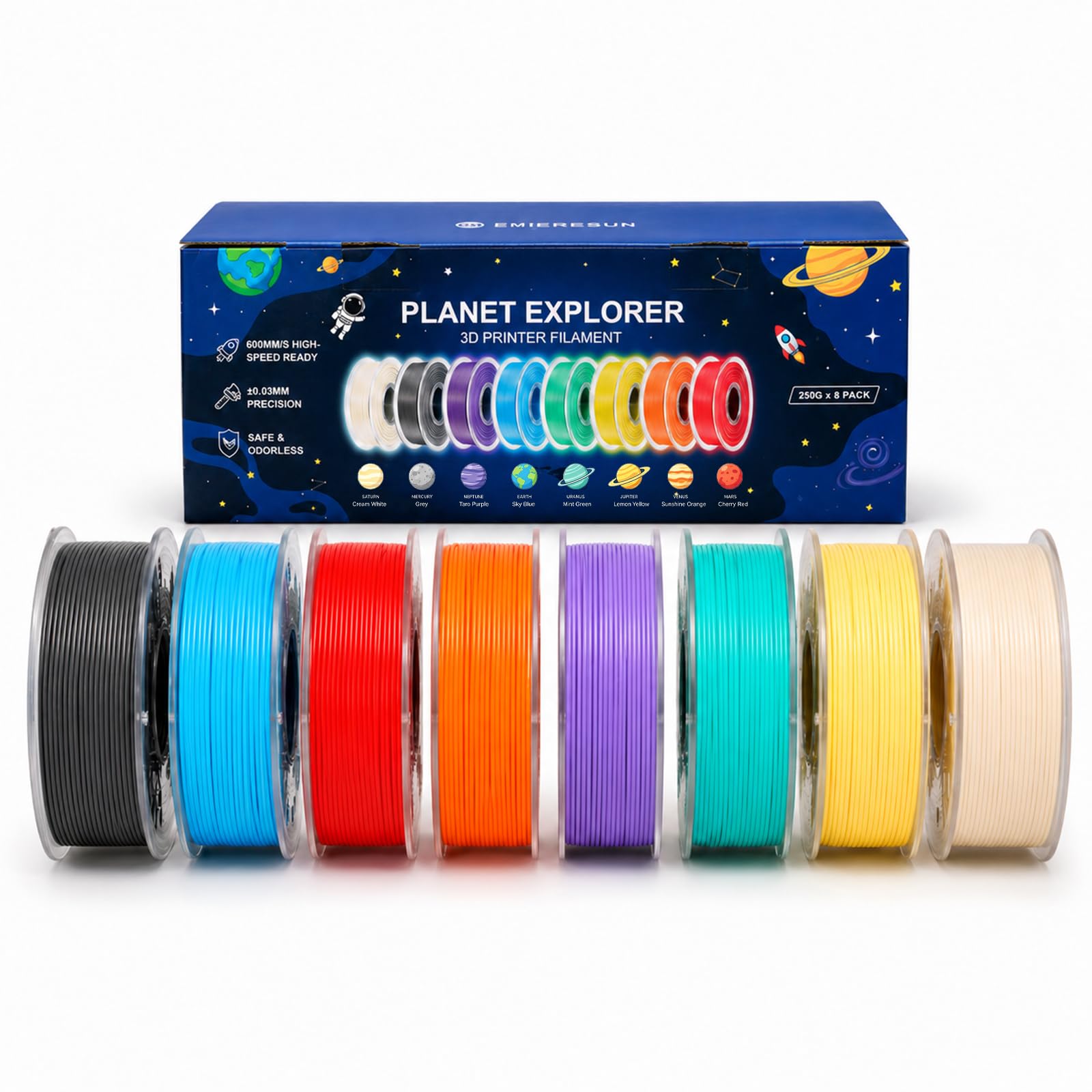 Photo 1 of SainSmart PLA Filament 1.75mm, Planet Explorer 8-Color Bundle