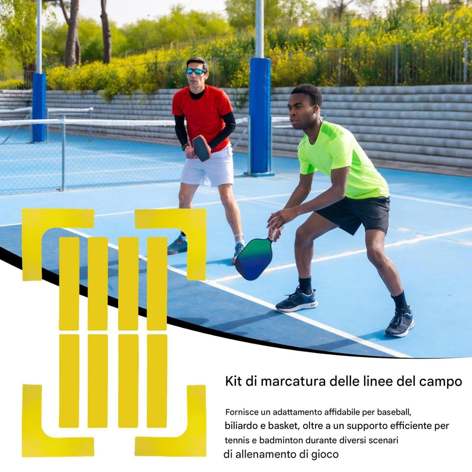 Generico Set Segnalinee Campo – Forma L 27,5x34cm | Marcatori Sportivi Mobili | Allenamento Antiscivolo Resistenti al per Tennis Badminton Volley Pickleball Attrezzatura