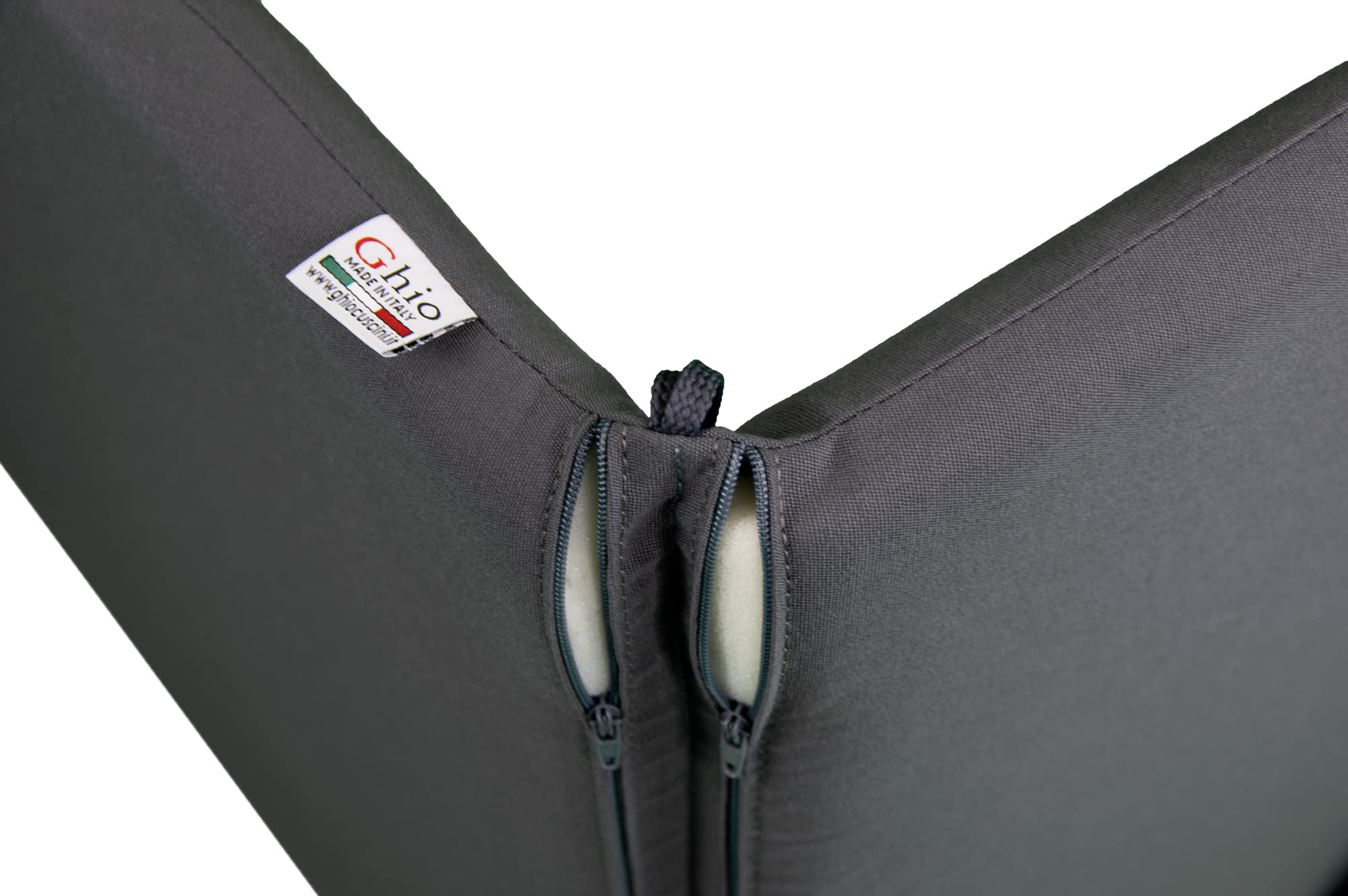 Cuscini da Esterno per Sedia Ronda emu, Set di 2, Grigio Antracite, Tessuto Acrilico Dralon, 96x46 cm, Made in Italy