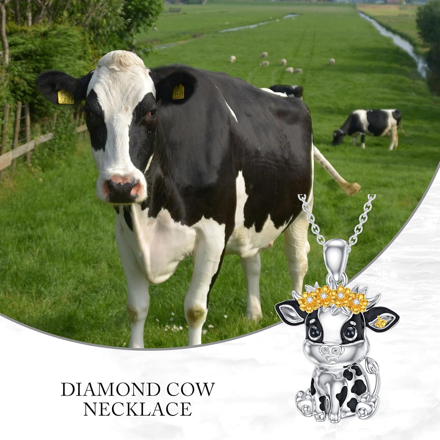 Diamond Cow Necklace 925 Sterling Silver Lovely Cow Pendant for Women Cute Animal Jewelry Gifts for Wife - Image 6