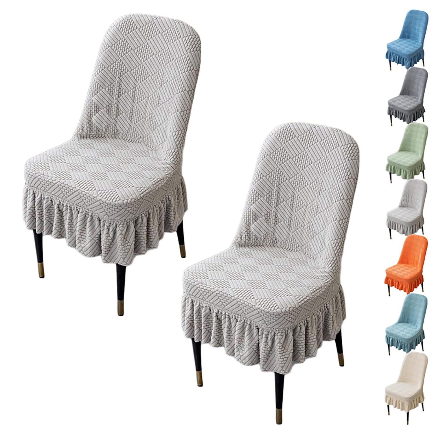 Housse de chaise pour salle à manger et banquet gris clair jacquard