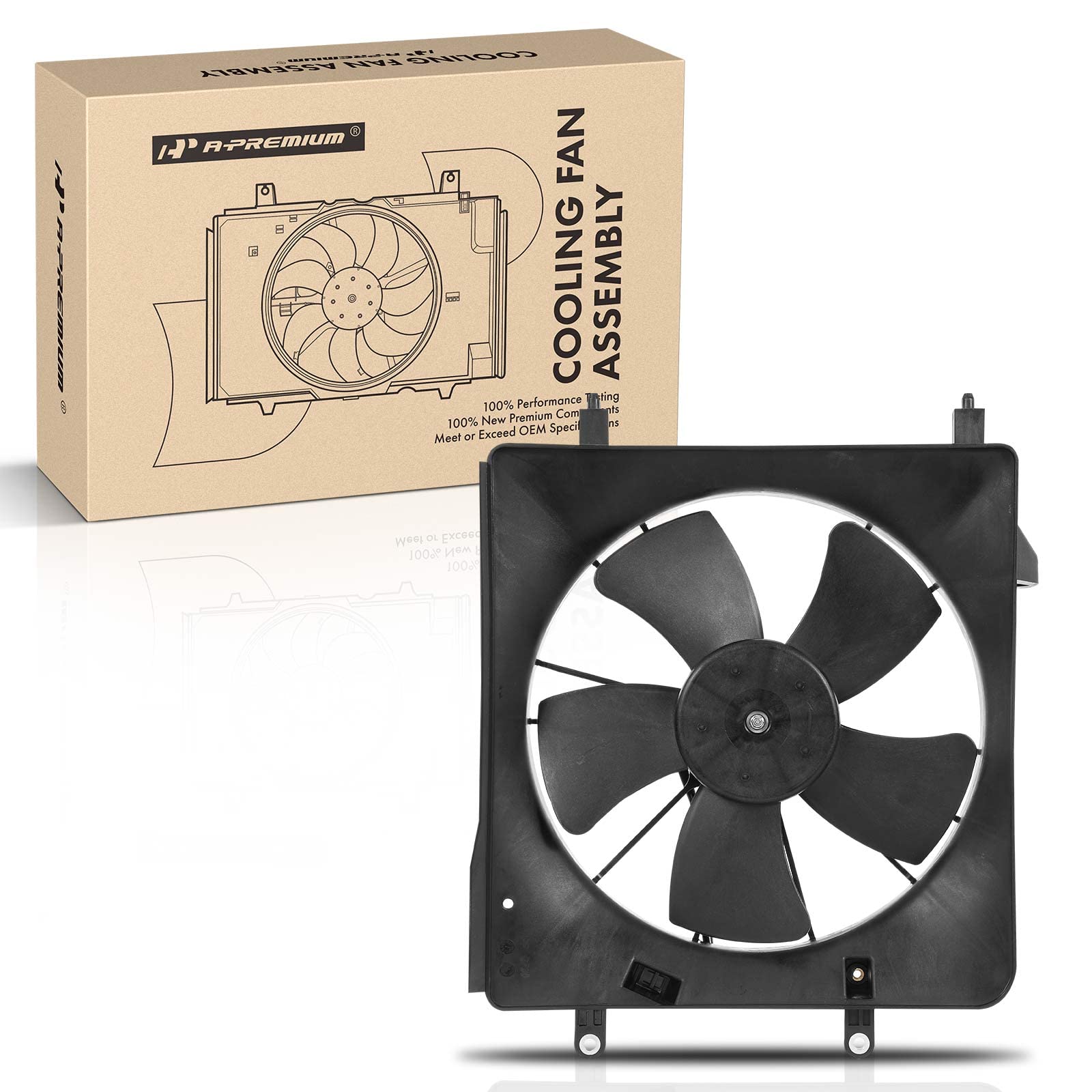 A-Premium Left Engine Radiator Cooling Fan Assembly Compatible with Select Acura Models - TSX 2004 2005 2006 2007 2008 - Replace# 19015RBB003,