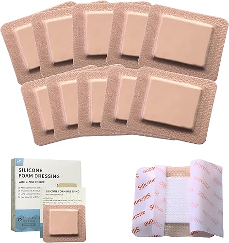 Apósito de espuma de silicona 4x4  Cuidado de heridas y apósitos de grado médico  Almohadillas antiadherentes impermeables para pieles sensibles