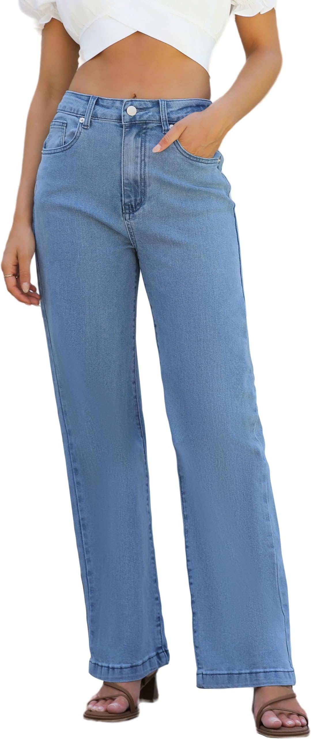 Womens Jeans High Waisted Straight Leg Loose Stretchy Lightweight Tummy Control Trendy Jeans for Women 2025