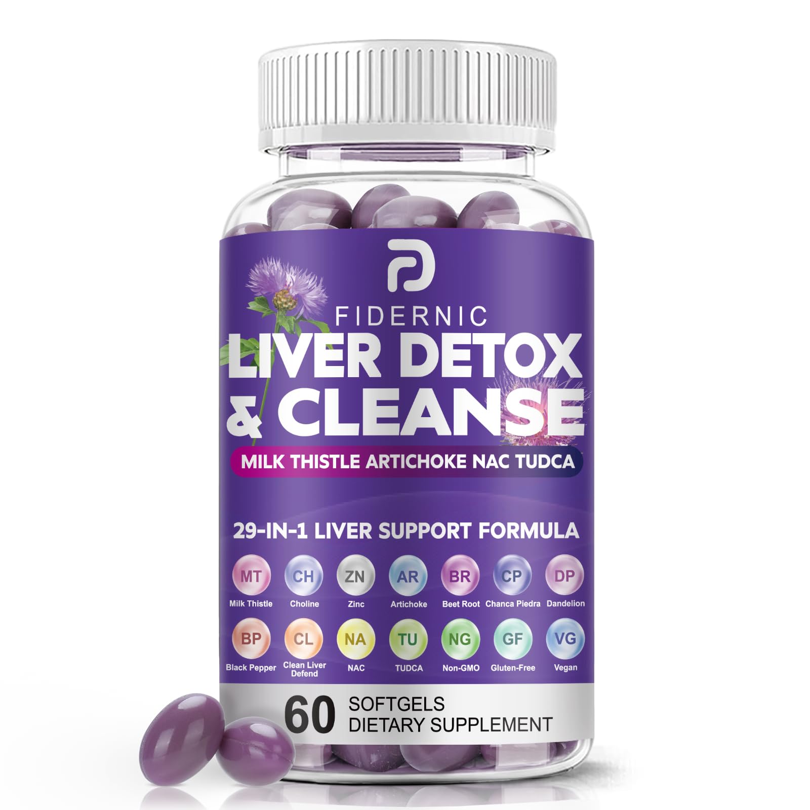 Liver Cleanse Detox & Repair - pflanzliche Leber Unterstützung Milch-Diesel-Ergänzung, 7500 mg Kraft Leber Gesundheit Unterstützung mit Silymarin Artichoke Extract Dandelion Beet TUDCA Choline NAC, 60 Softgels