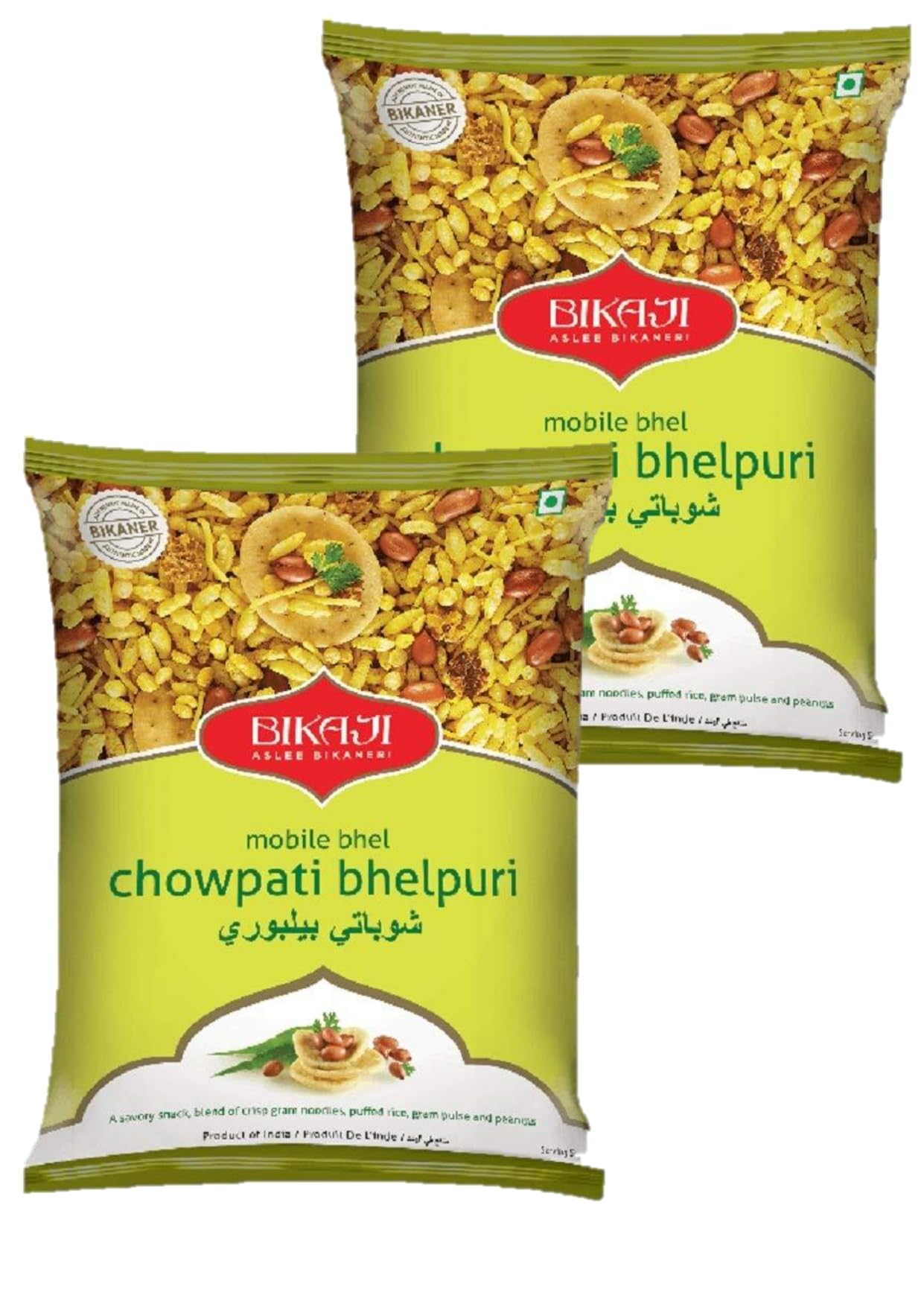 crispy crunchy 100% vegetarian Chowpati bhelpuri open mix &eat now bhelpuri bhel (pack of 2pcs ) each pack 300 grm
