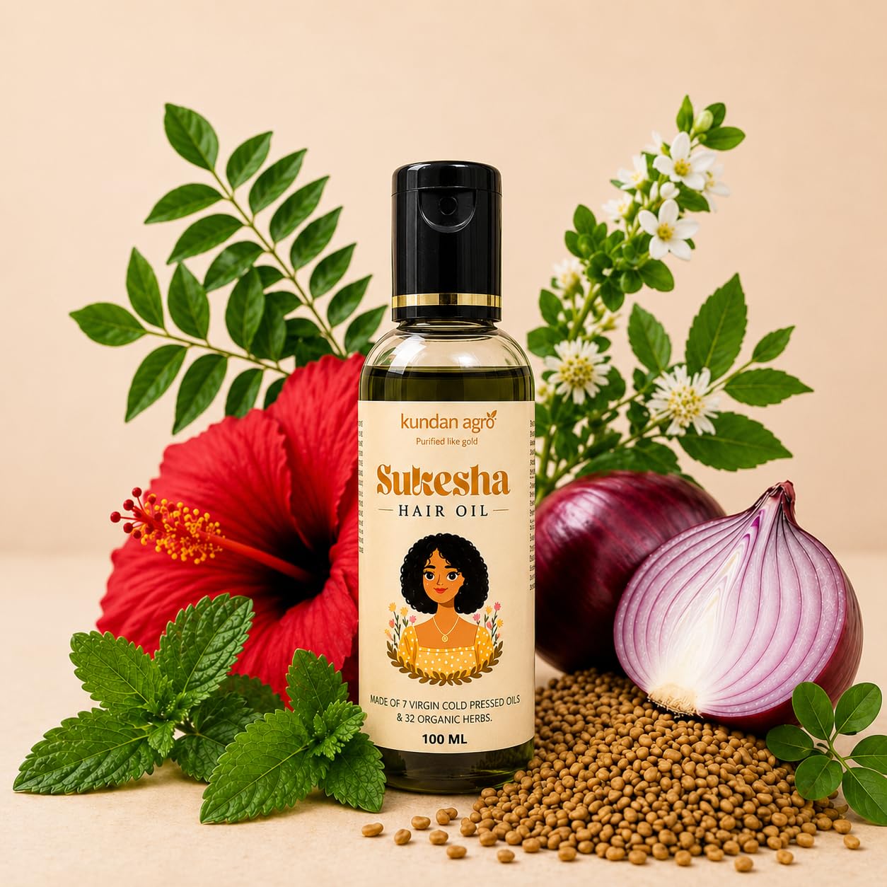 Sukesha Herbal Hair Oil for Hair Fall Control & Regrowth | Biotin + 7 Oils + Natural Extracts | Deep Root Nourishment | For Men & Women | 100ml-image-32