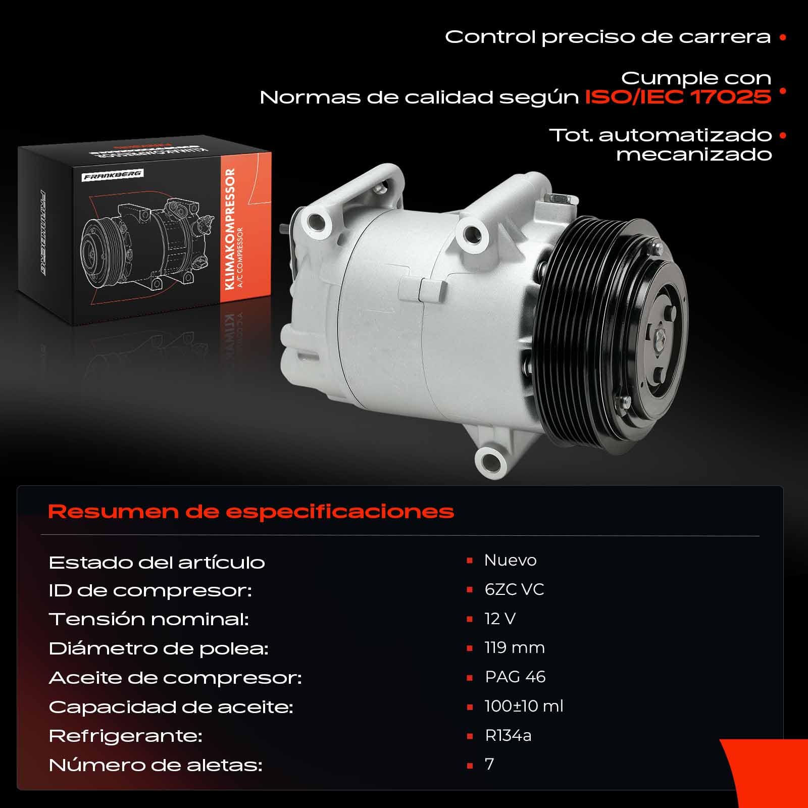 Frankberg Compresor de aire acondicionado con embrague Compatible con M.e.g.a.n.e II BM0/1 CM0/1 M.e.g.a.n.e II Coupé-Cabriolet EM0/1 Scénic II JM0/1 Replace# 8200457418incl. aceite premezclado