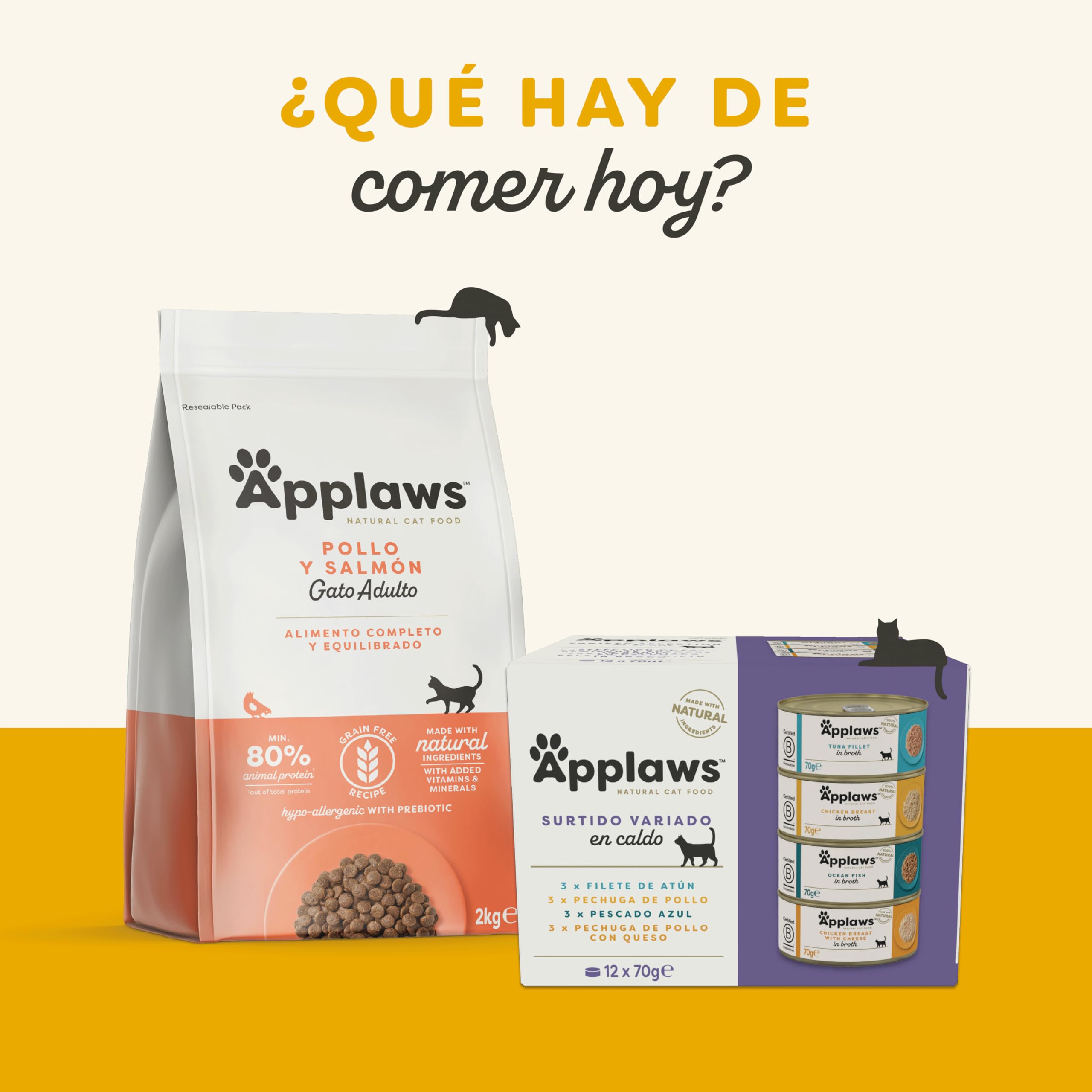 Applaws 100 % Natural Comida húmeda para Gatos Adultos, pechuga de Pollo con Filete de atún en Caldo, 24 × 70 g latas