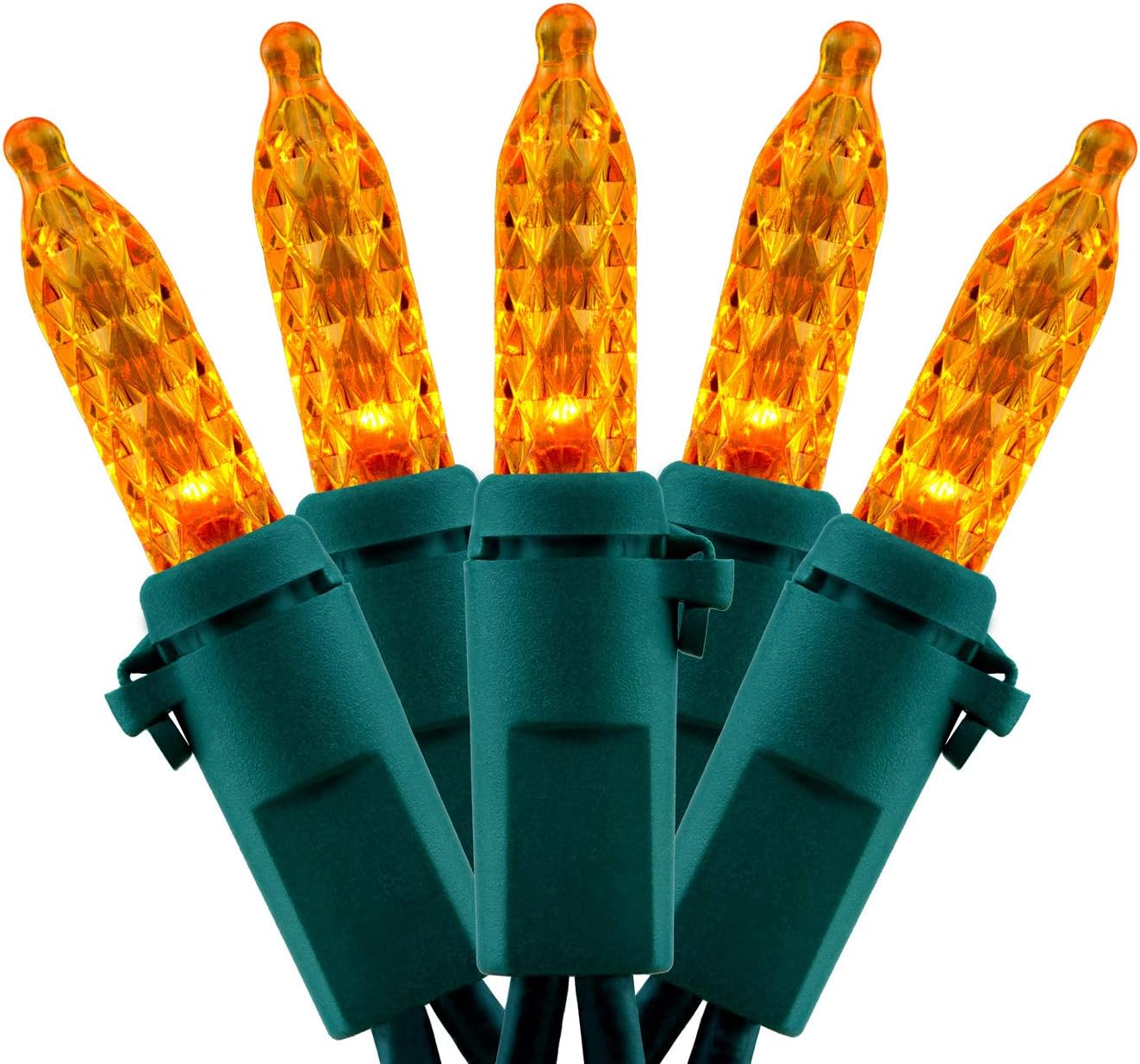 YULETIME UL Certified Orange Faceted LED Christmas String