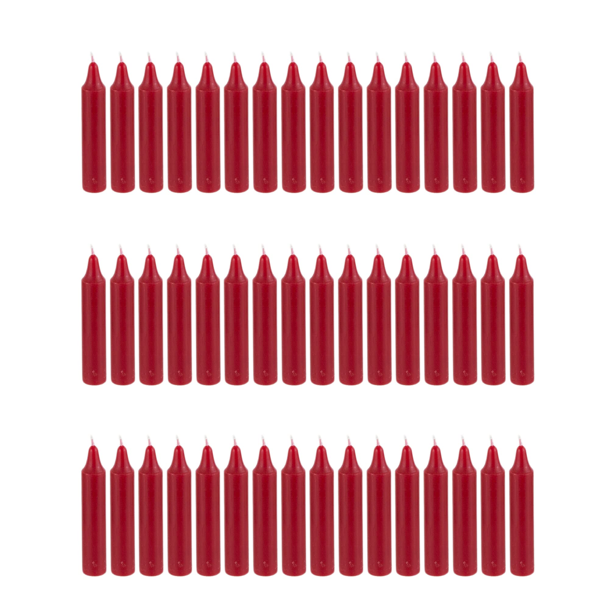 Mega Candles 48 pcs Unscented Straight Red Taper Candles, Hand Poured Wax Candle 4 Inch x 3/4 Inch, Home Décor, Wedding Receptions, Centerpieces, Birthdays, Celebrations, Romantic Events, Holders