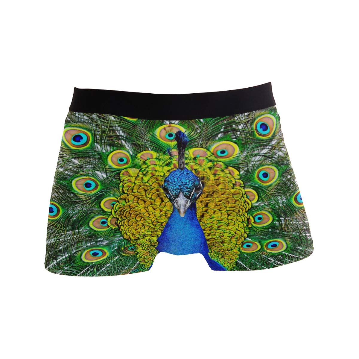 Use7 Men's Multi Beautiful Peacock Feather Underwear Regular Leg Boxer Brief Medium
