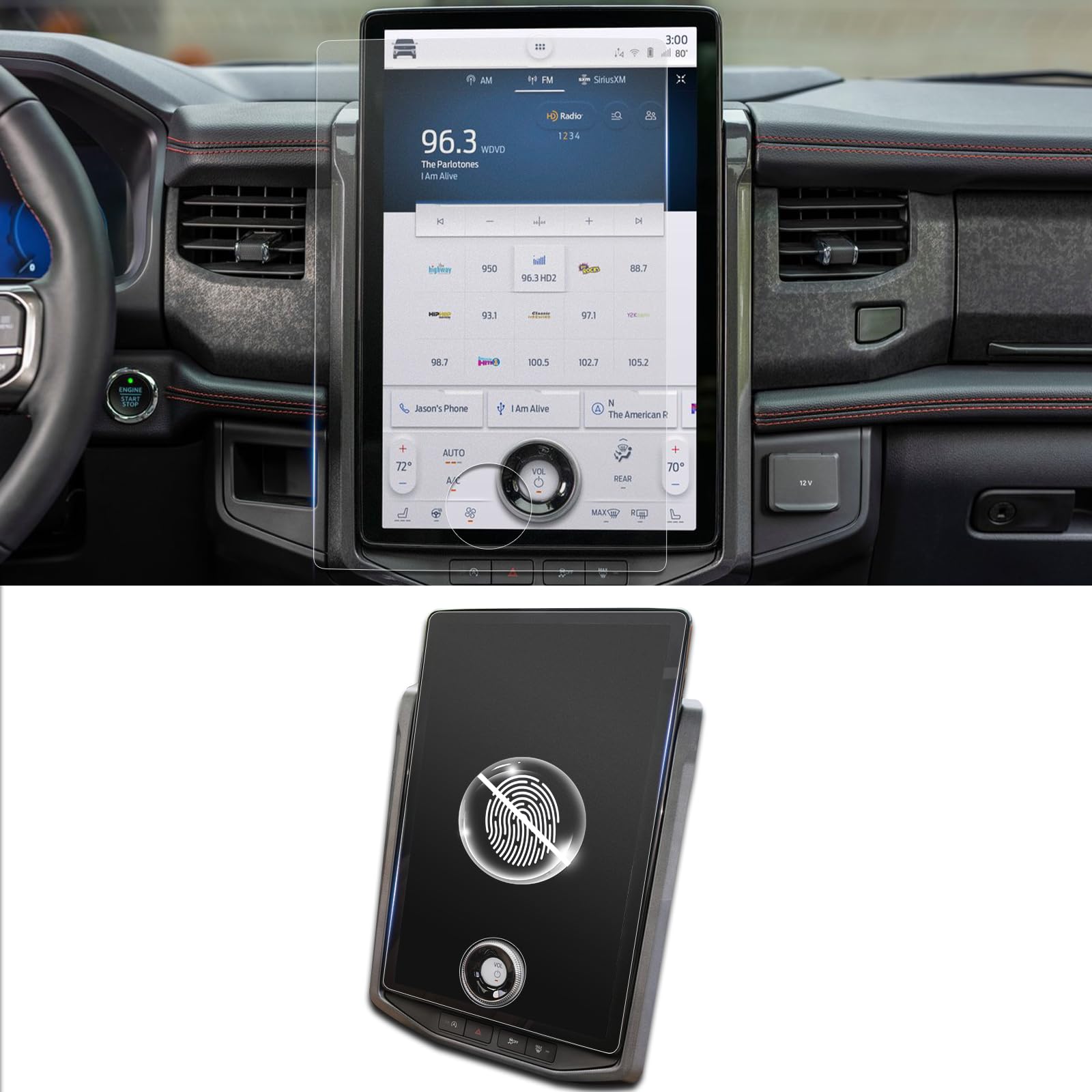 R RUIYA Anti-Glare Matte Screen Protector for 2022-2024 Ford Expedition Limited/Timberline/King Ranch/Platinum 15.5" LCD Touchscreen Anti-Fingerprint Tempered Glass for 2024 Expedition Accessories