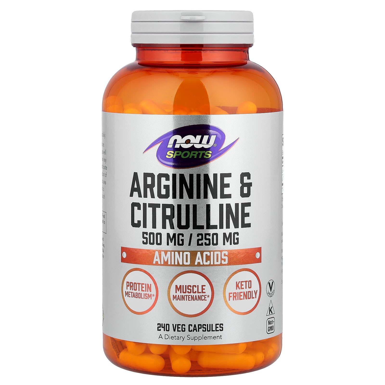 Foods Arginine Citrulline, 240 Veg Caps 500 mg