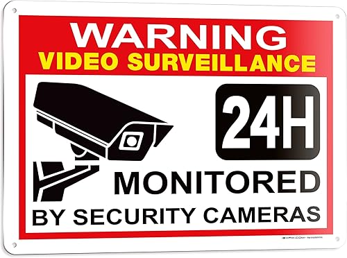 Vista 13 de iSYFIX Señal de advertencia de videovigilancia – 1 paquete de 1 paquete reflectante plateado de 7 x 6 pulgadas – 100% libre de óxido de aluminio