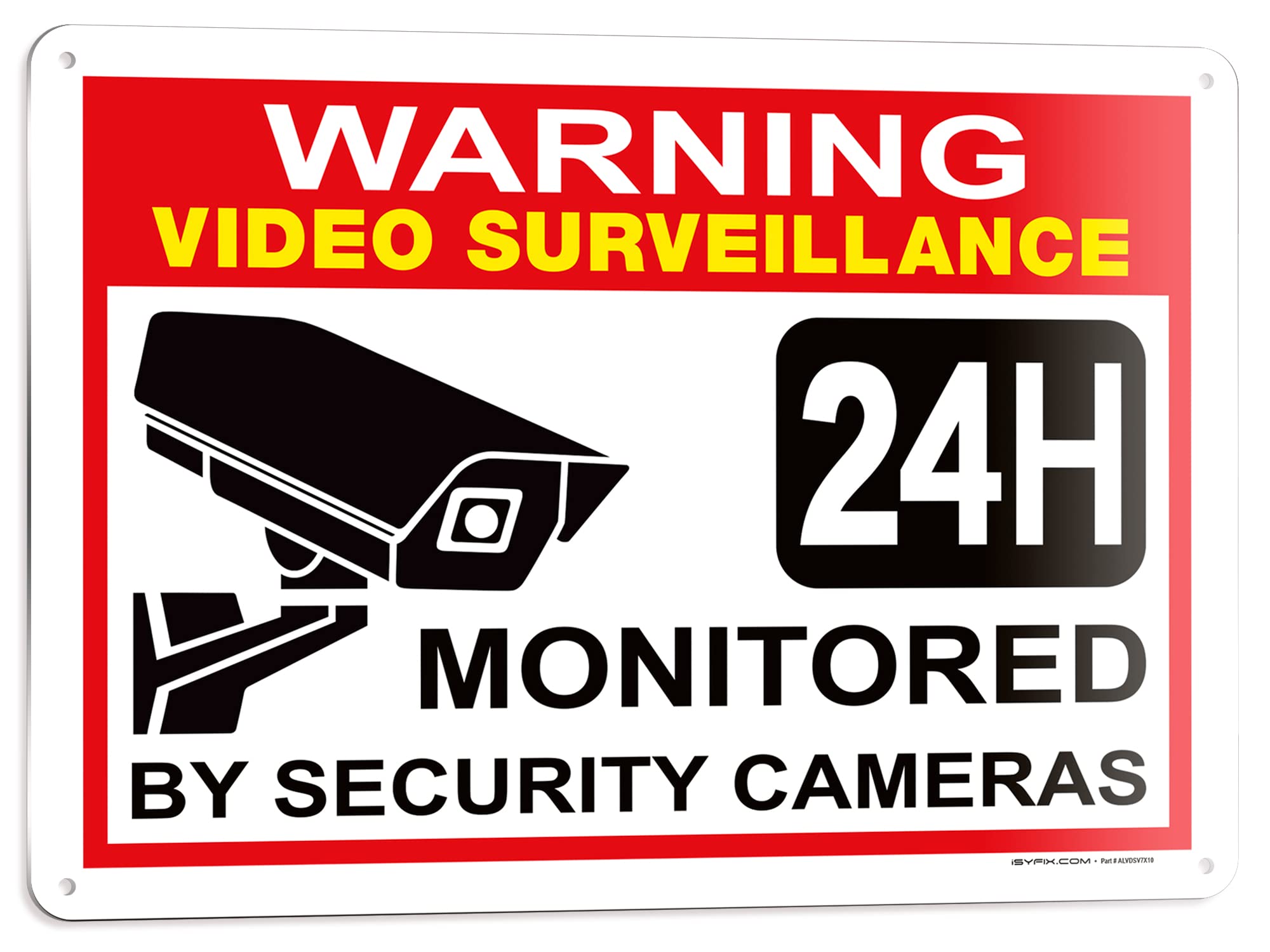 iSYFIX Video Surveillance Warning Sign - 1 Pack 14x10 Inch – 100% Rust Free .040 Aluminum Signs, Laminated for Ultimate UV, Weather, Scratch, Water