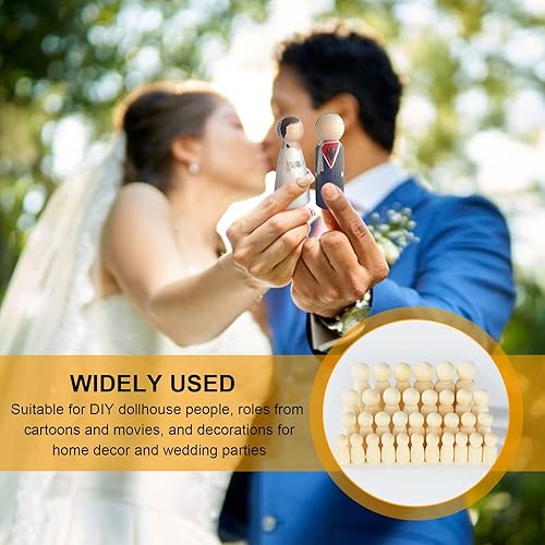 Miniatura 6 de JMIATRY 100 piezas de madera con clavijas de madera sin terminar con estuche de almacenamiento, muñecos familiares de madera para proyectos de arte