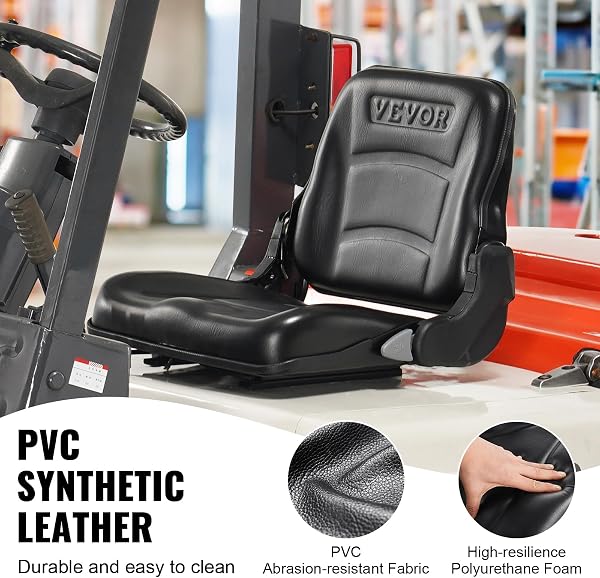 VEVOR Siège de Chariot Élévateur à Fourche Universel Siège de Tracteur Rabattable avec Dossier à Angle Réglable Micro-interrupteur Fente Étendue 160-340 mm Siège Confortable pour Chargeur Excavateur - 5