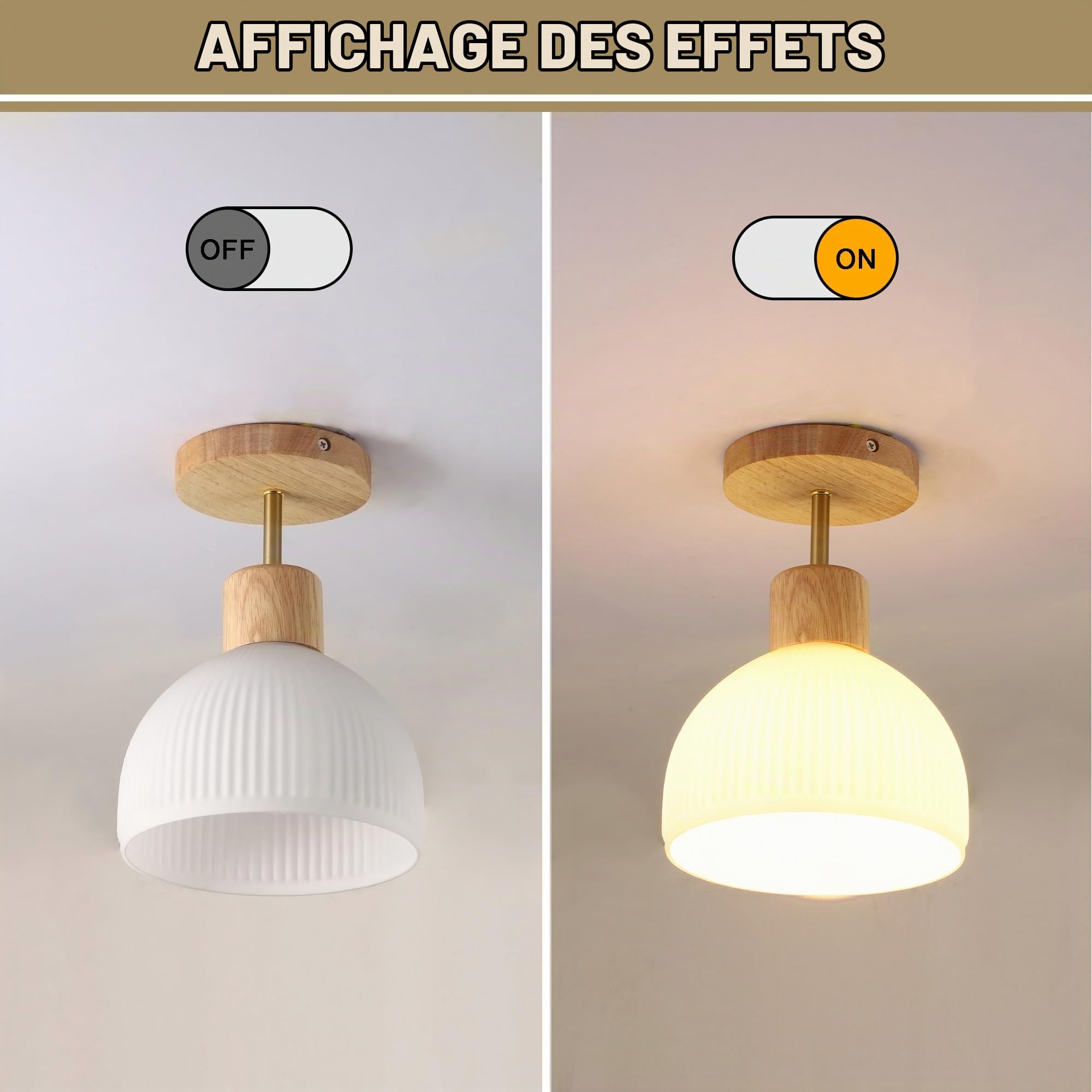 Mini Plafonnier, Bois et verre Suspension Luminaire Ferme Simple Lampe E27 Luminaires IntéRieur Lampe DéCorer Lustre Rustique Abat-Jour Pour Chambre, Café EntréE, Vestiaire, D'Enfant