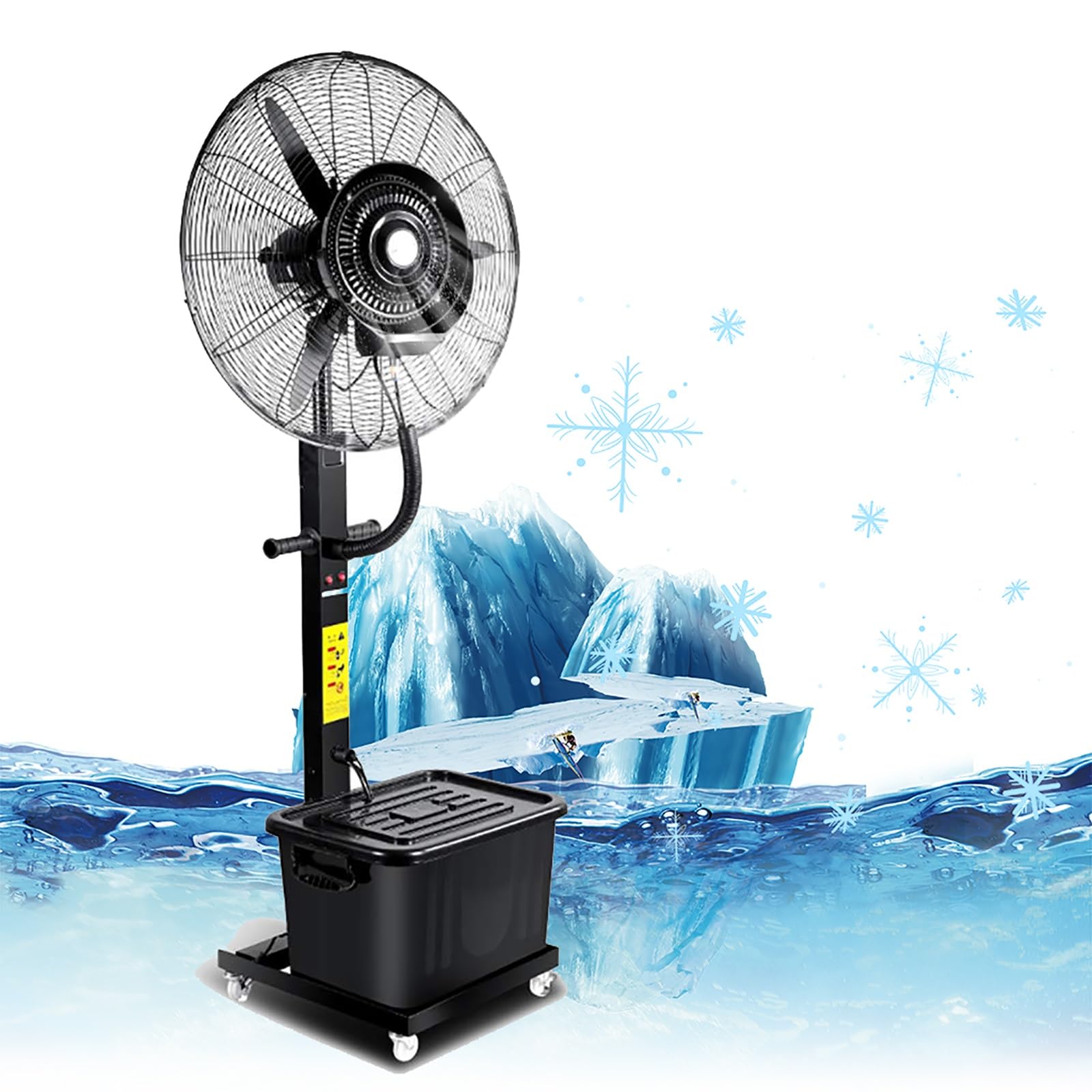 asdchZen Portable Misting Fan, Wheeled Pedestal Fan With 3 Speeds 42L Tank For Camping Warehouse,One Color-650mm (26in)