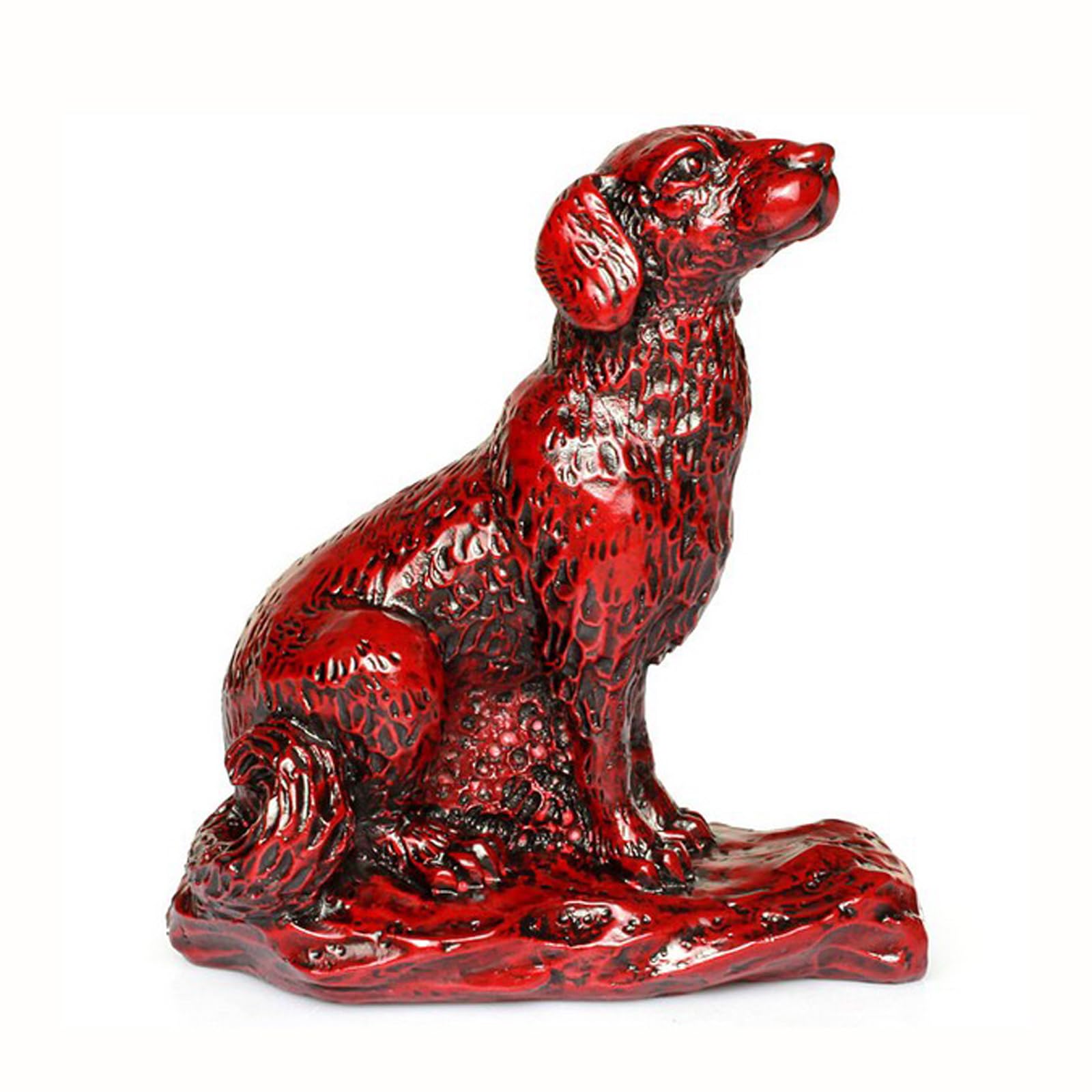 WXMYOZR Chinese Zodiac Figurines, Resin Wood-Like Twelve Chinese Zodiac Animals Figures Mascot 2024 Feng Shui Decor Best Chinese Gift,Dog
